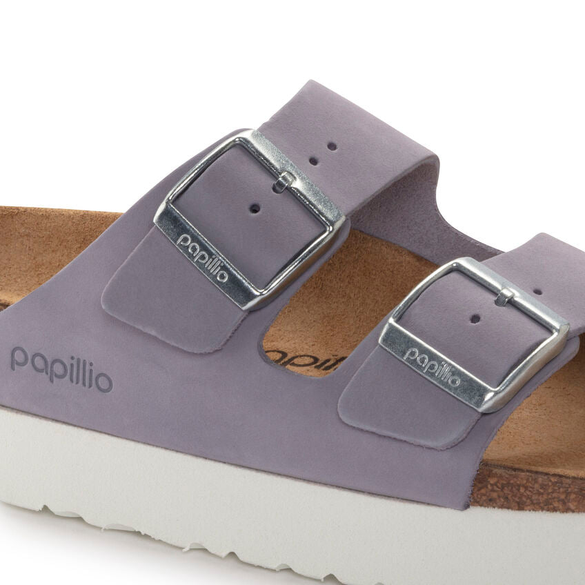 Birkenstock Arizona Platform Nubuck Leather Purple Fog Narrow Fit 1024529