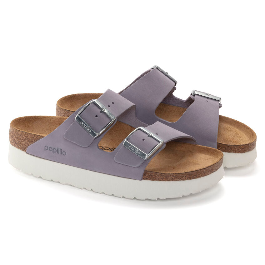 Birkenstock Arizona Platform Nubuck Leather Purple Fog Narrow Fit 1024529