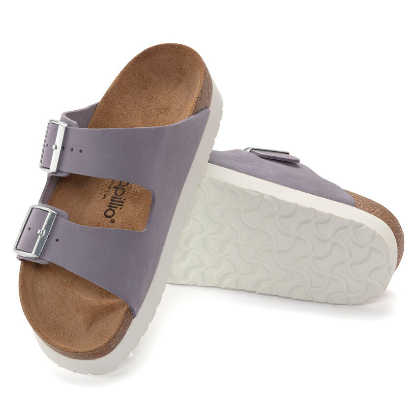 Birkenstock Arizona Platform Nubuck Leather Purple Fog Narrow Fit 1024529
