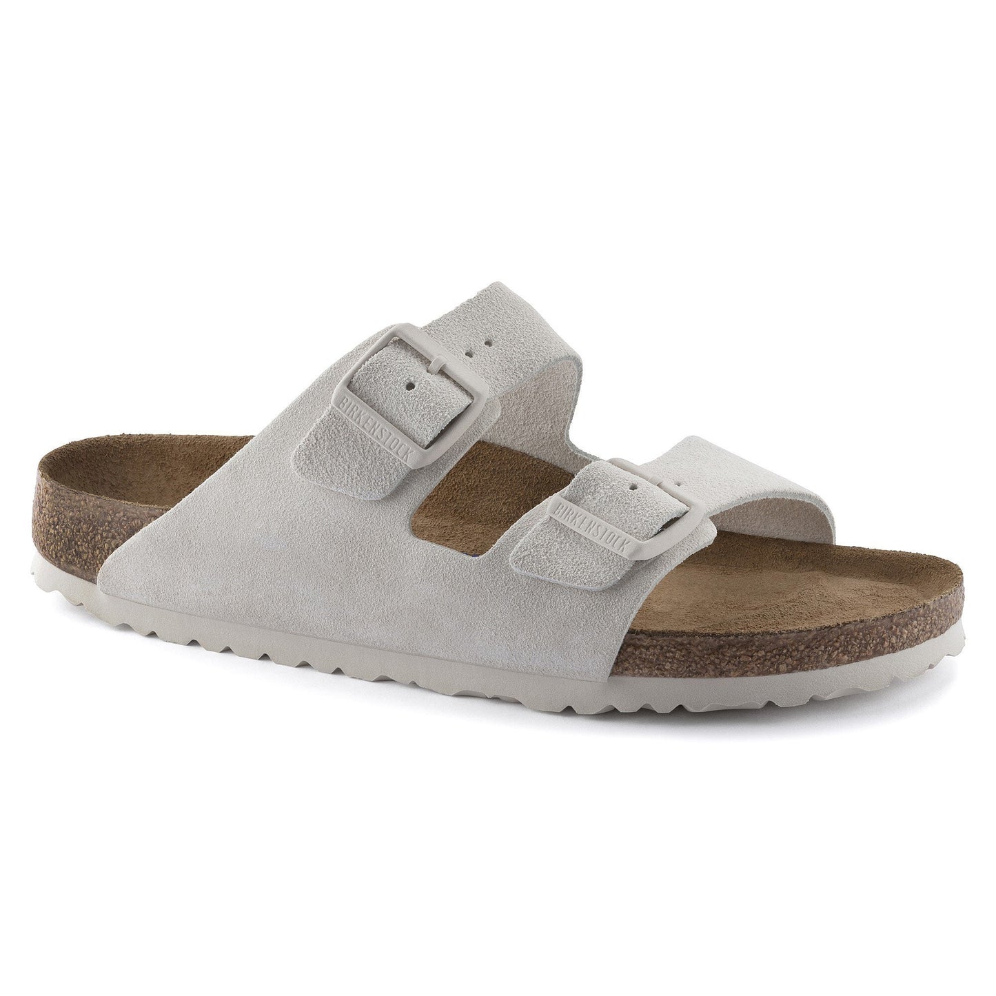 Birkenstock Arizona Soft Footbed Suede Leather Antique White Narrow Fit 1024516