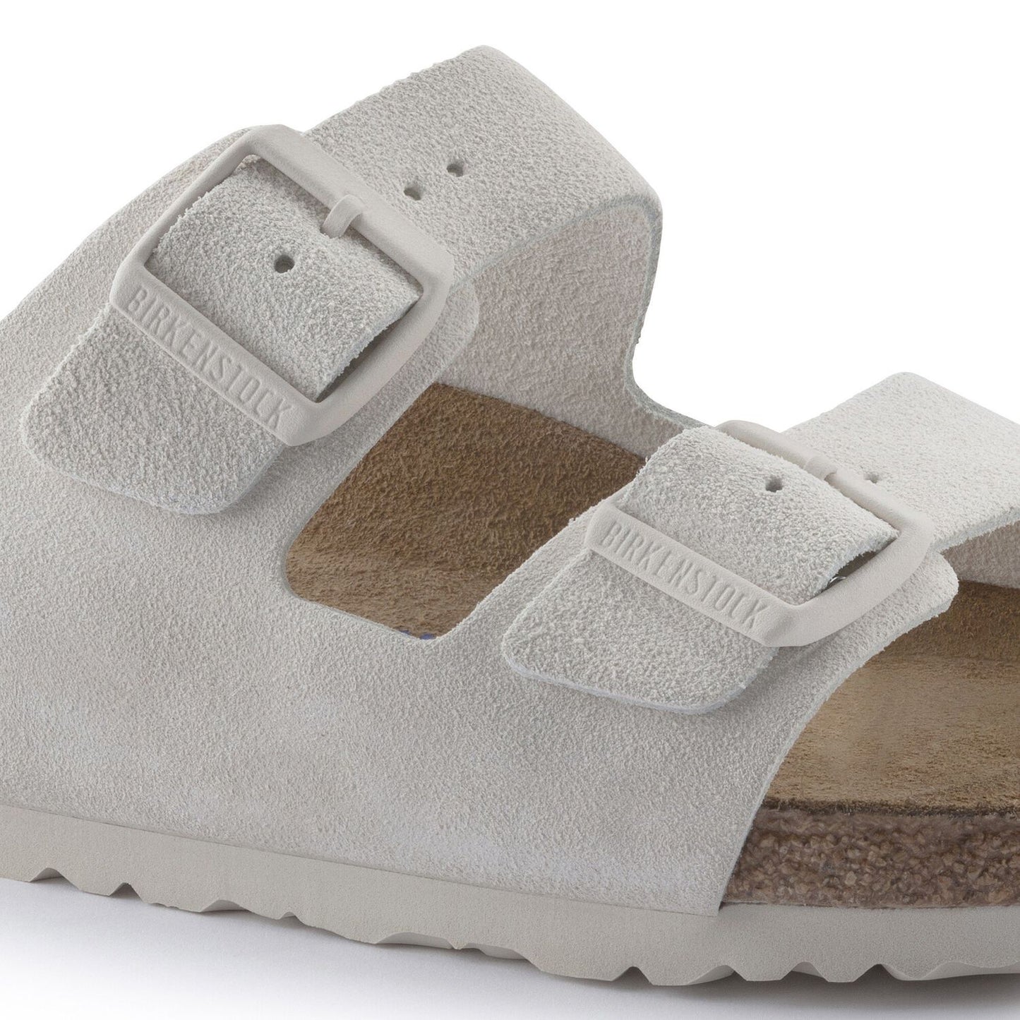 Birkenstock Arizona Soft Footbed Suede Leather Antique White Narrow Fit 1024516