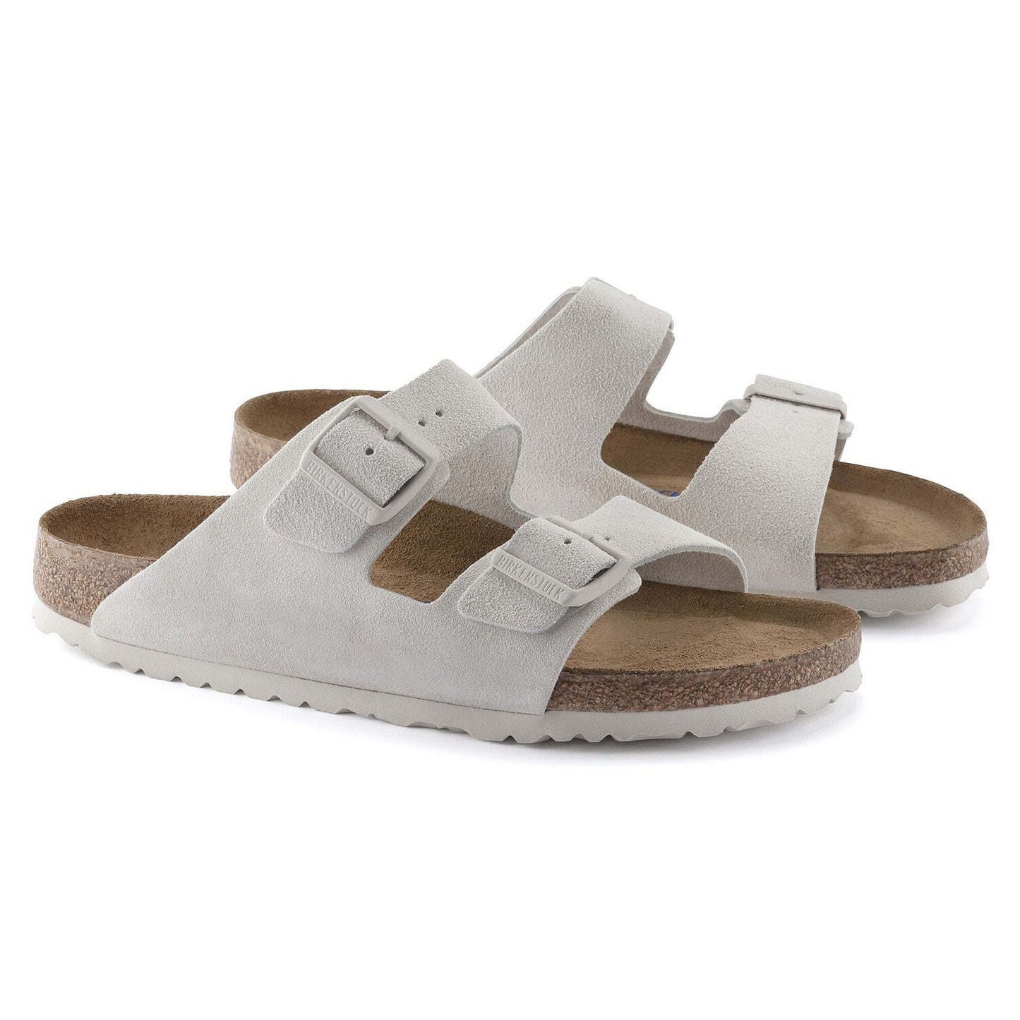 Birkenstock Arizona Soft Footbed Suede Leather Antique White Narrow Fit 1024516