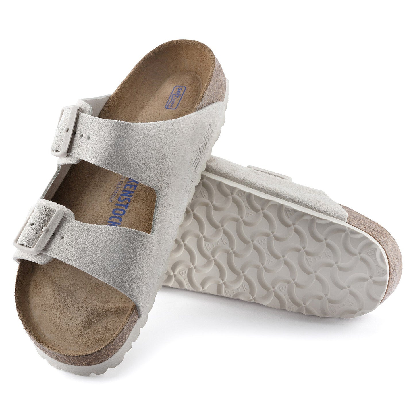 Birkenstock Arizona Soft Footbed Suede Leather Antique White Narrow Fit 1024516
