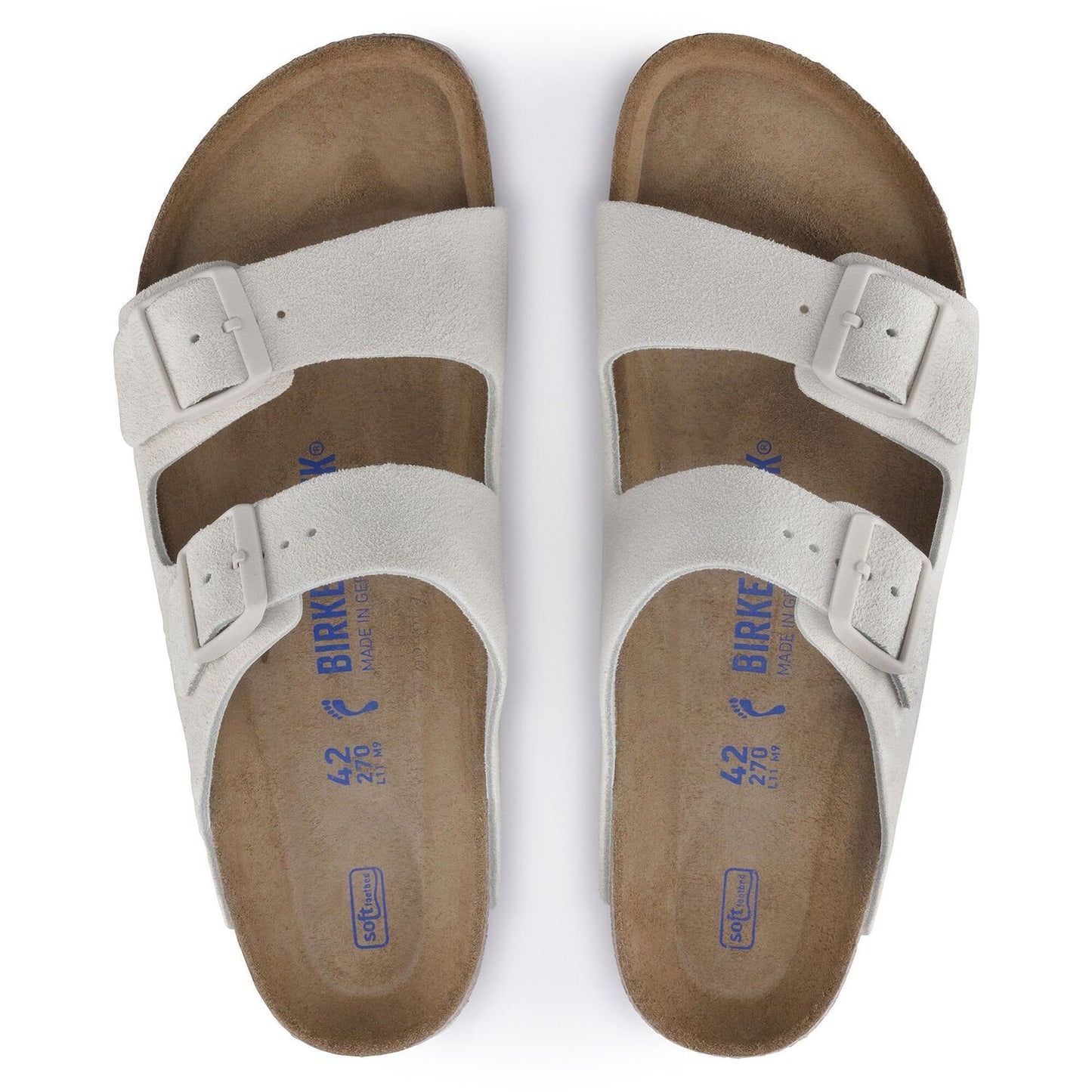 Birkenstock Arizona Soft Footbed Suede Leather Antique White Narrow Fit 1024516