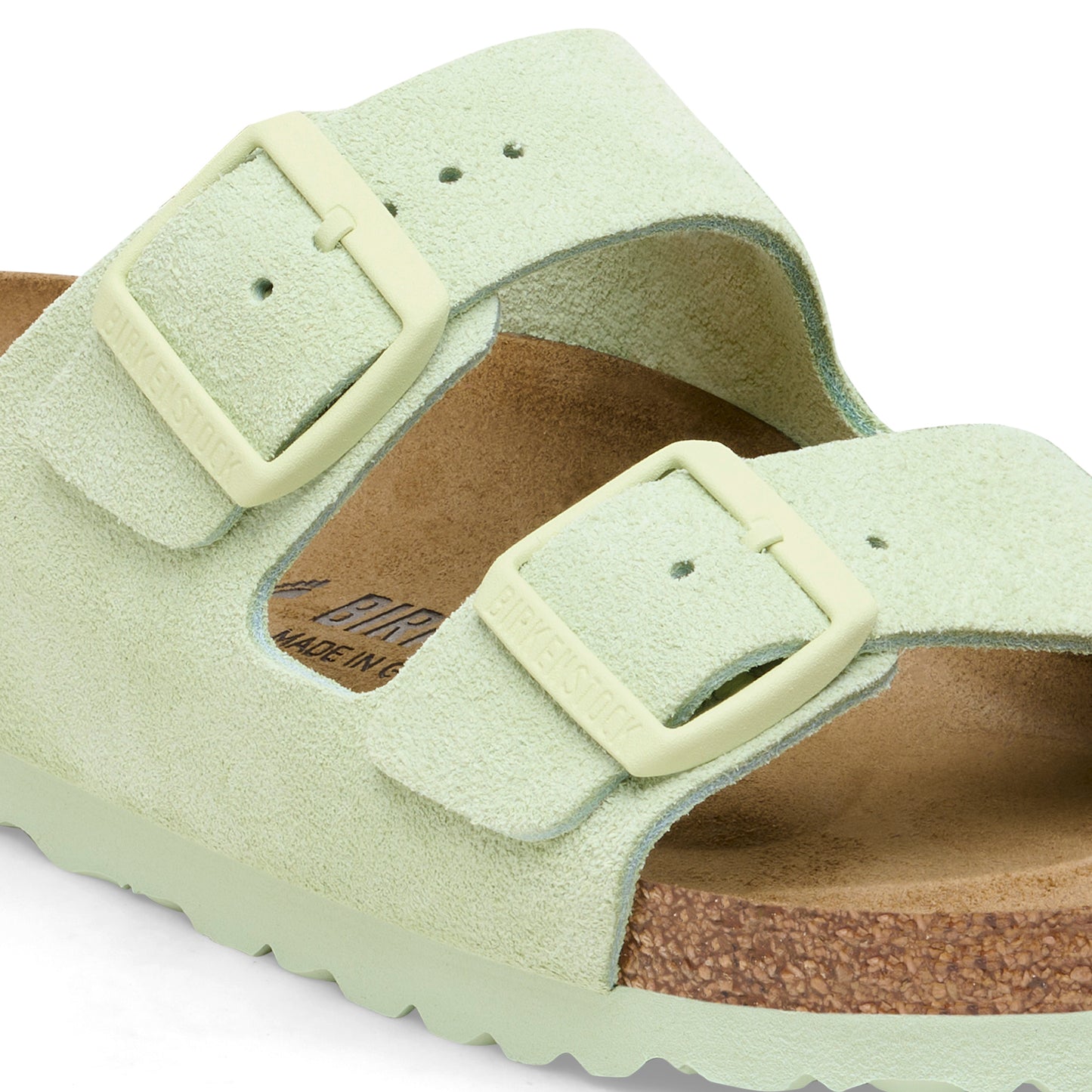 Birkenstock Arizona Suede Leather Faded Lime Narrow Fit 1026831