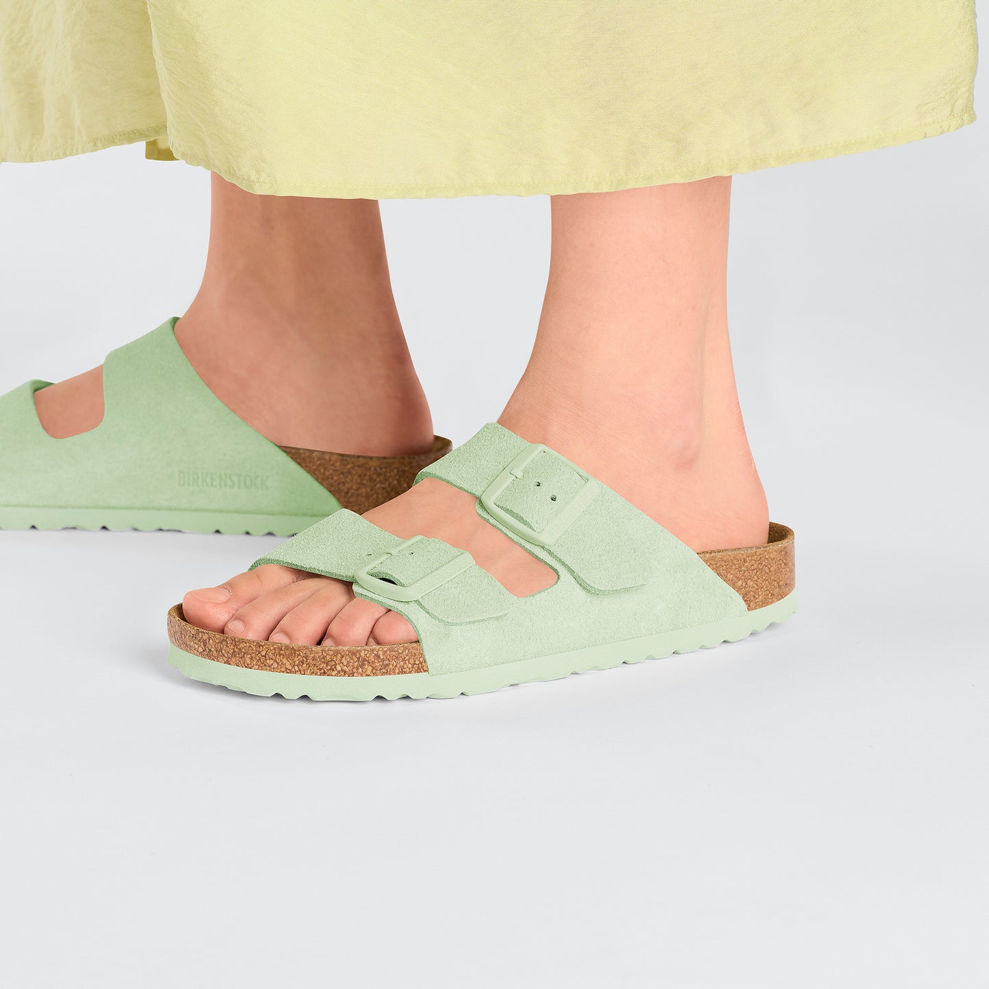 Birkenstock Arizona Suede Leather Faded Lime Narrow Fit 1026831