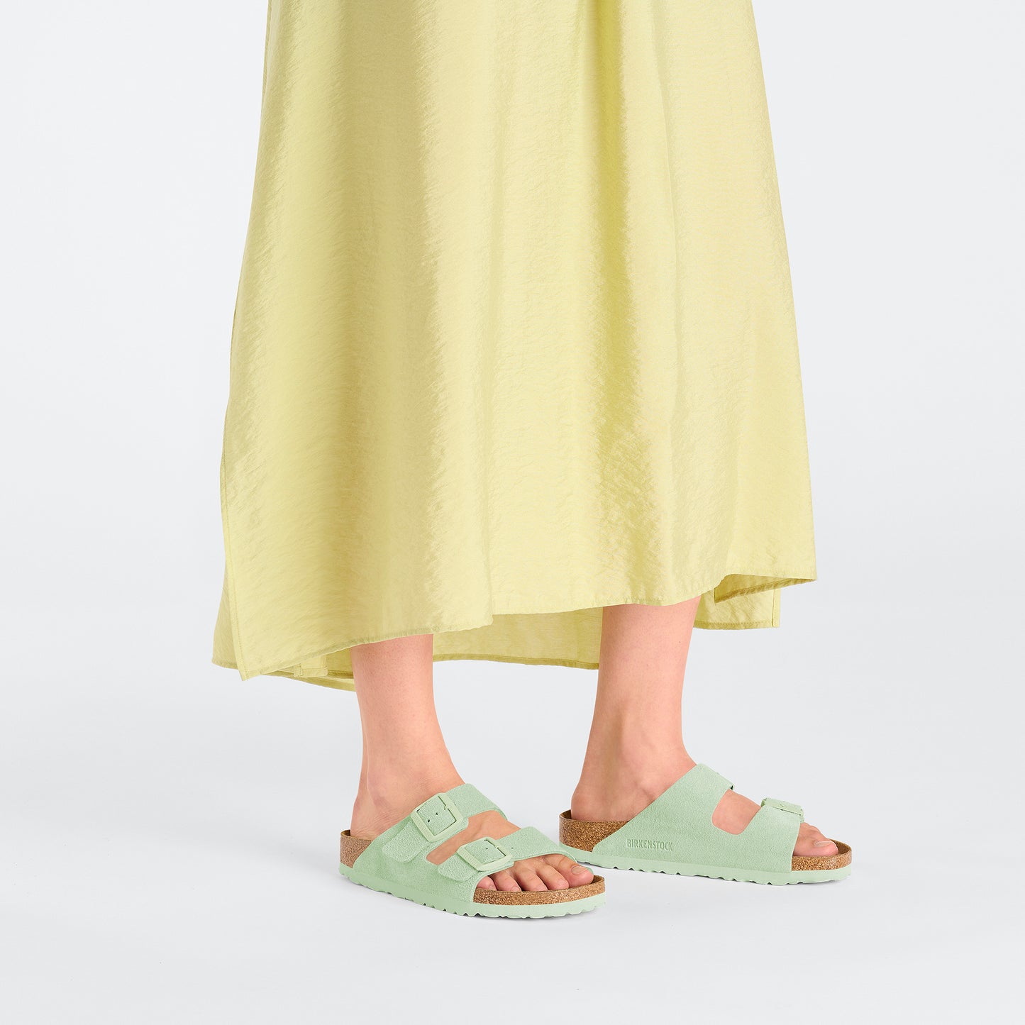 Birkenstock Arizona Suede Leather Faded Lime Narrow Fit 1026831