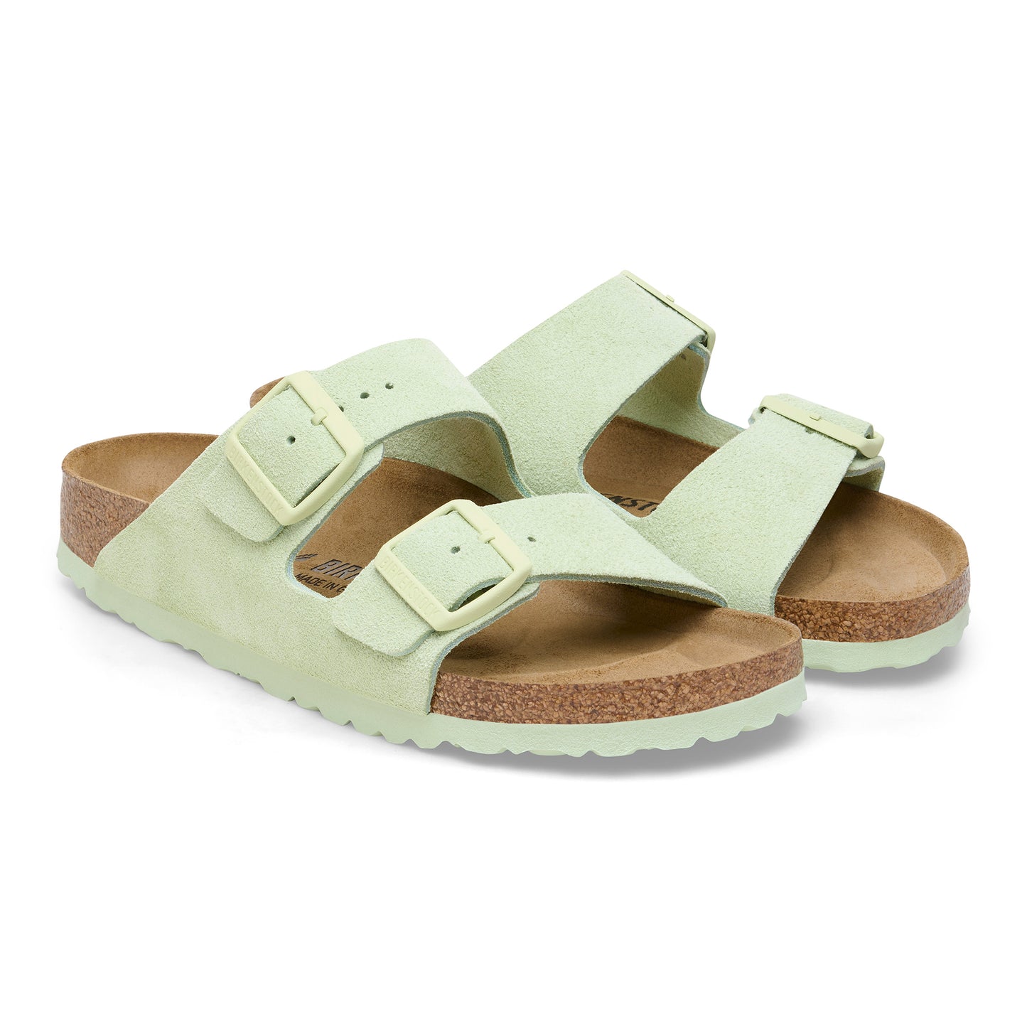Birkenstock Arizona Suede Leather Faded Lime Narrow Fit 1026831