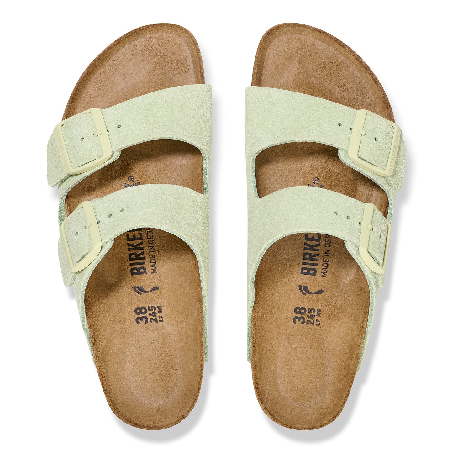 Birkenstock Arizona Suede Leather Faded Lime Narrow Fit 1026831