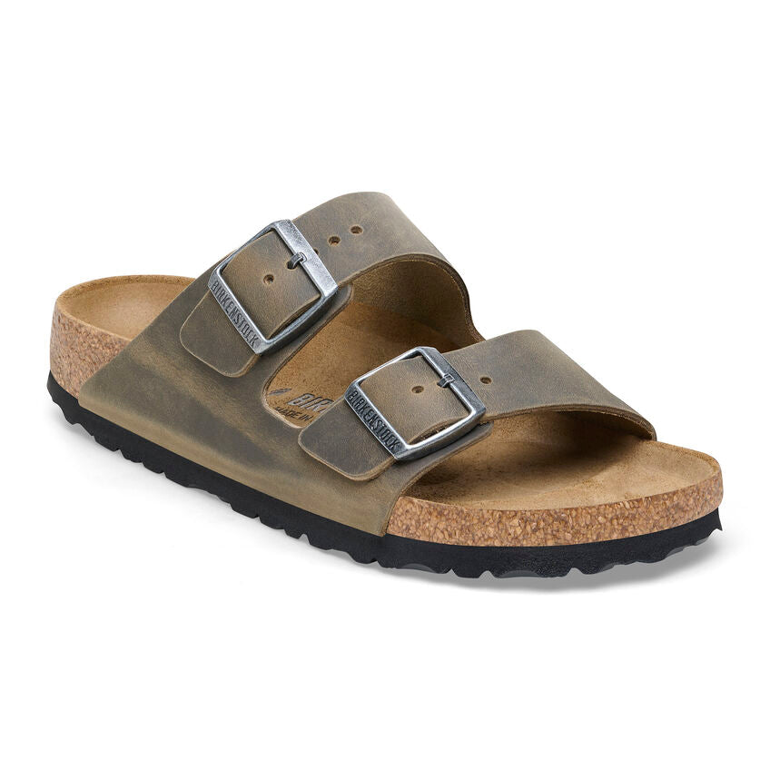 Birkenstock Arizona Oiled Leather Faded Khaki Narrow Fit 1027039