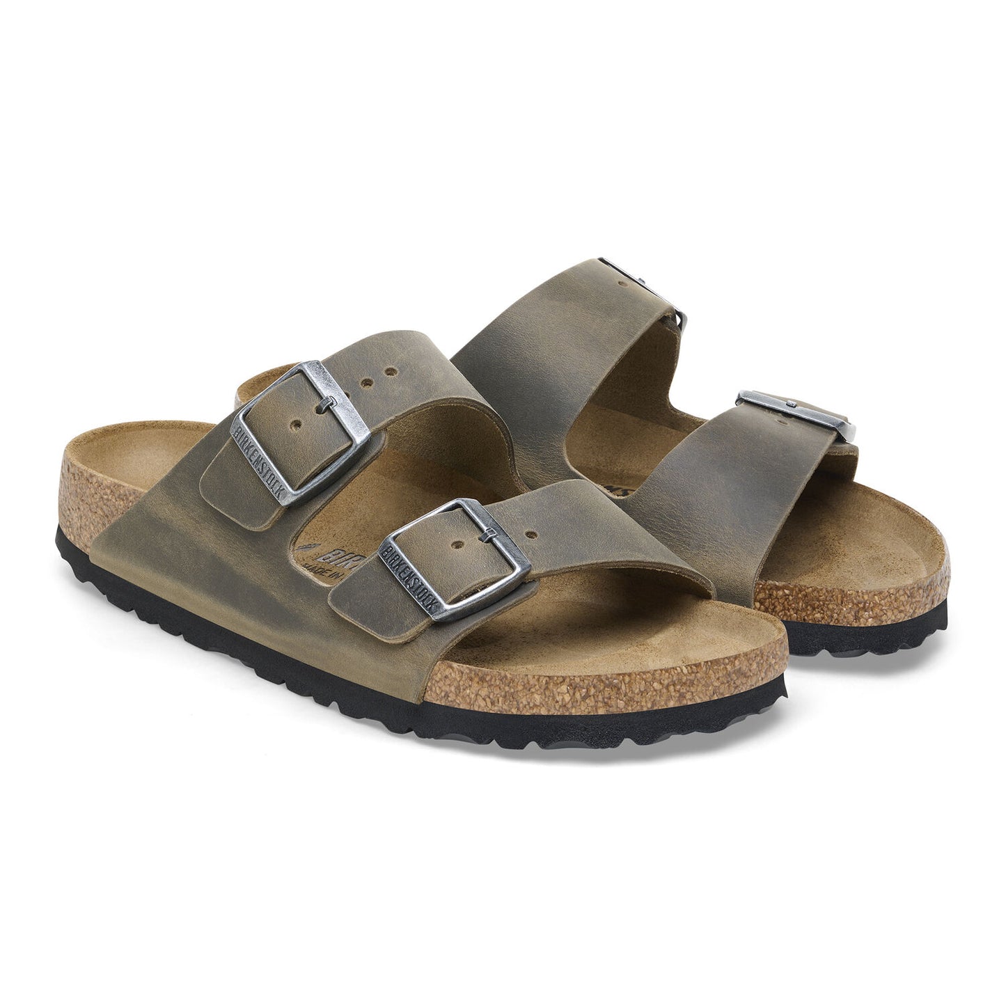 Birkenstock Arizona Oiled Leather Faded Khaki Narrow Fit 1027039
