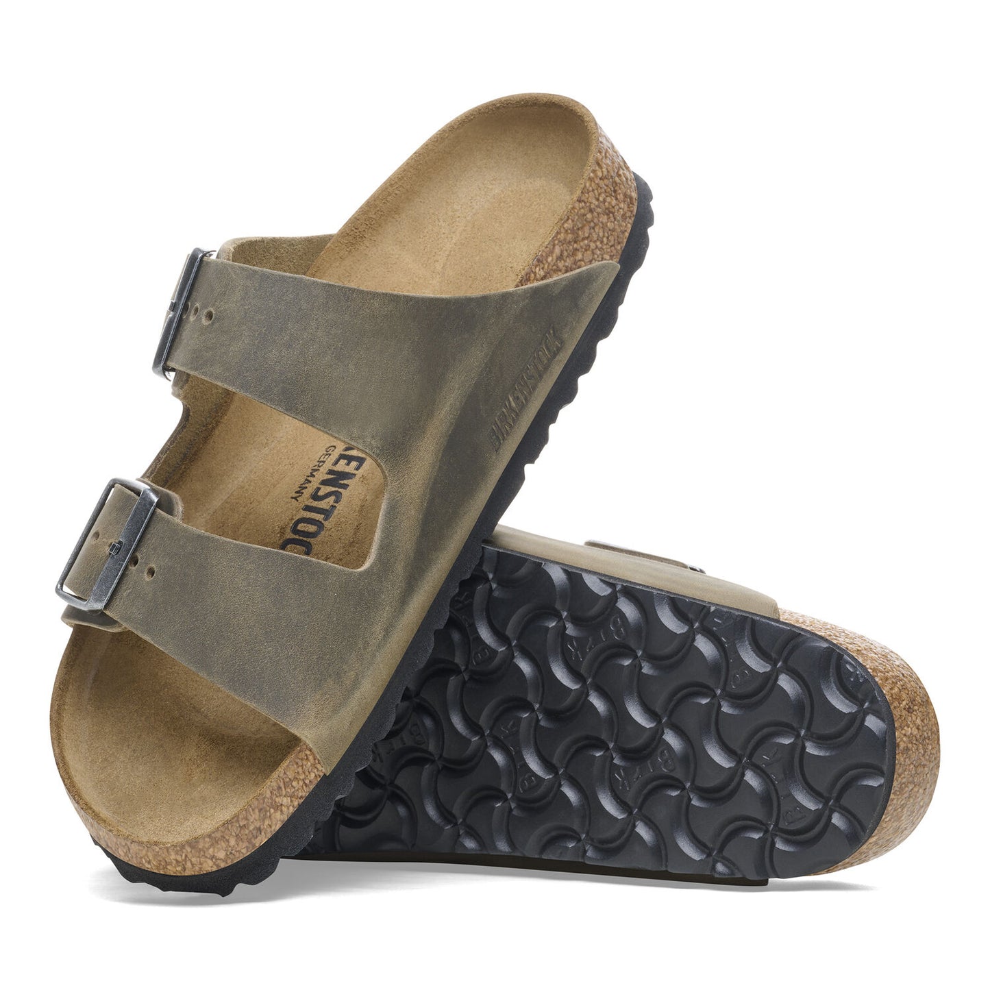 Birkenstock Arizona Oiled Leather Faded Khaki Narrow Fit 1027039