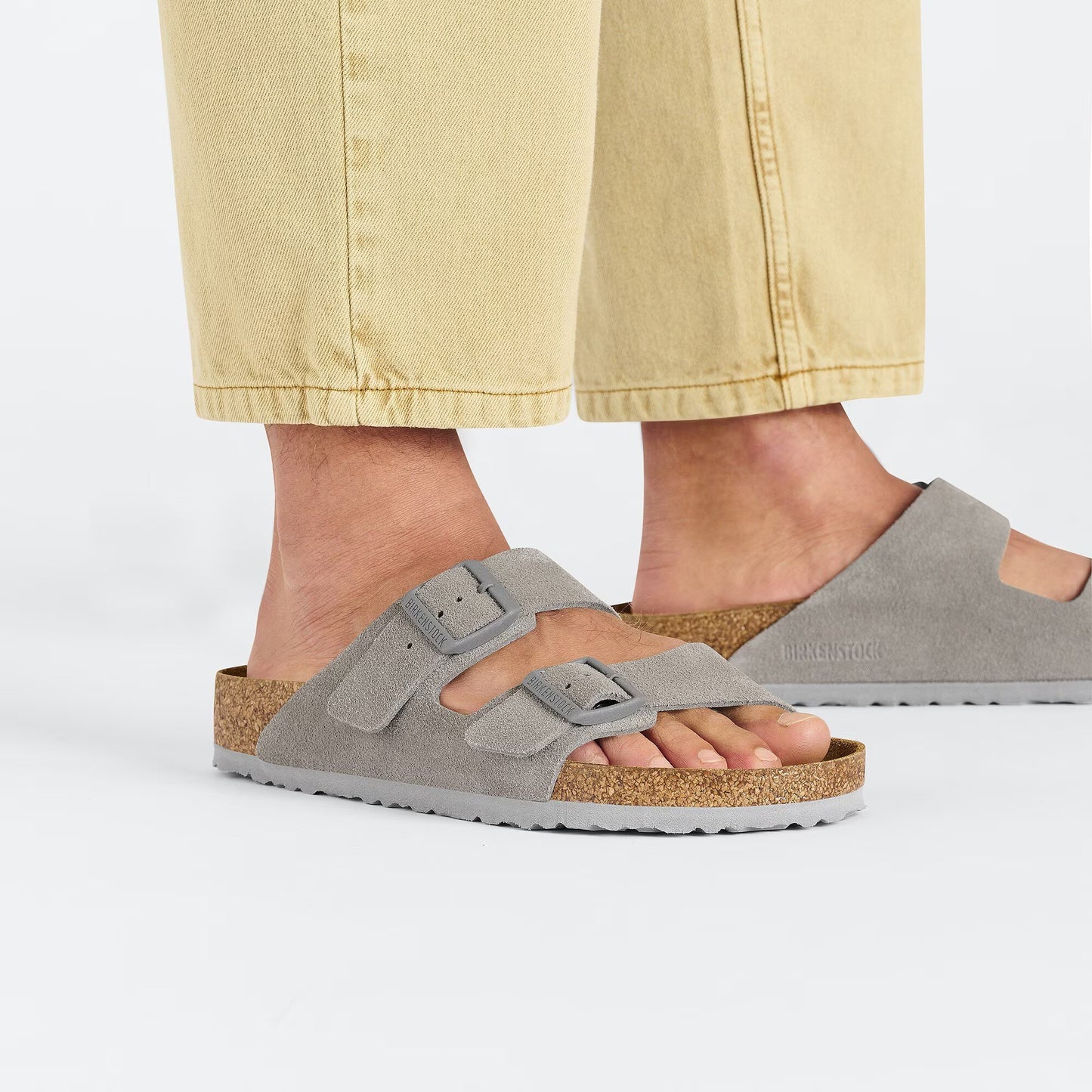 Birkenstock Arizona Soft Footbed Suede Leather Stone Coin Narrow Fit 1027687