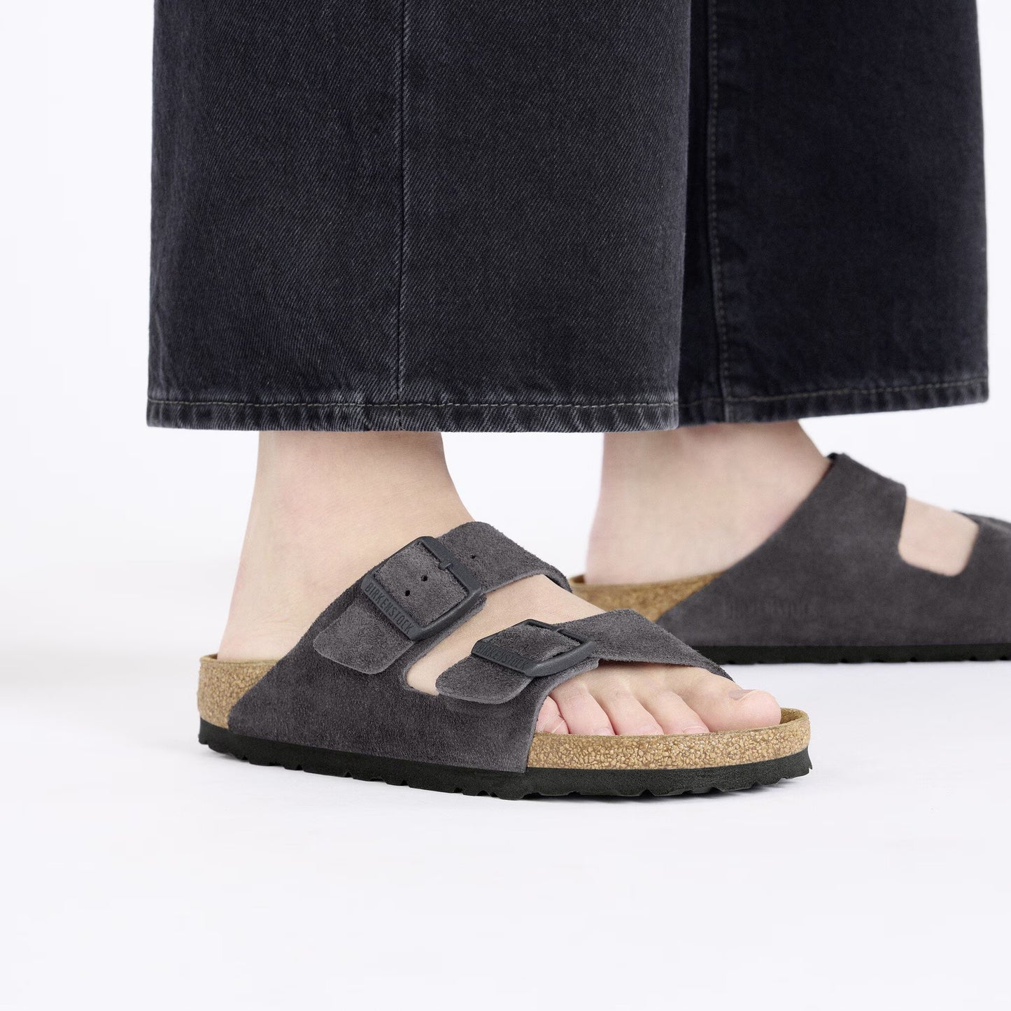 Birkenstock Arizona Soft Footbed Suede Leather Velvet Grey Narrow Fit 1028592
