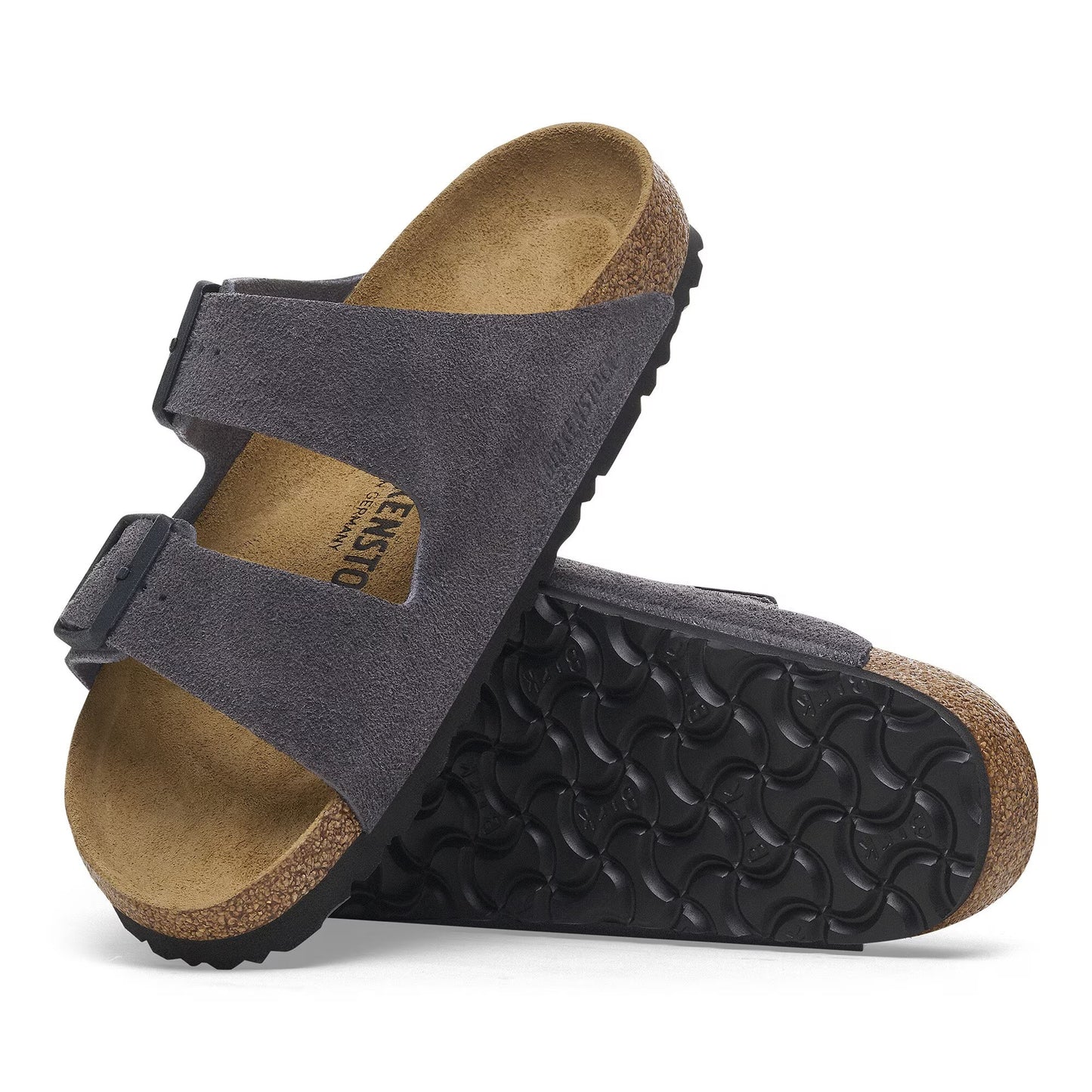 Birkenstock Arizona Soft Footbed Suede Leather Velvet Grey Narrow Fit 1028592
