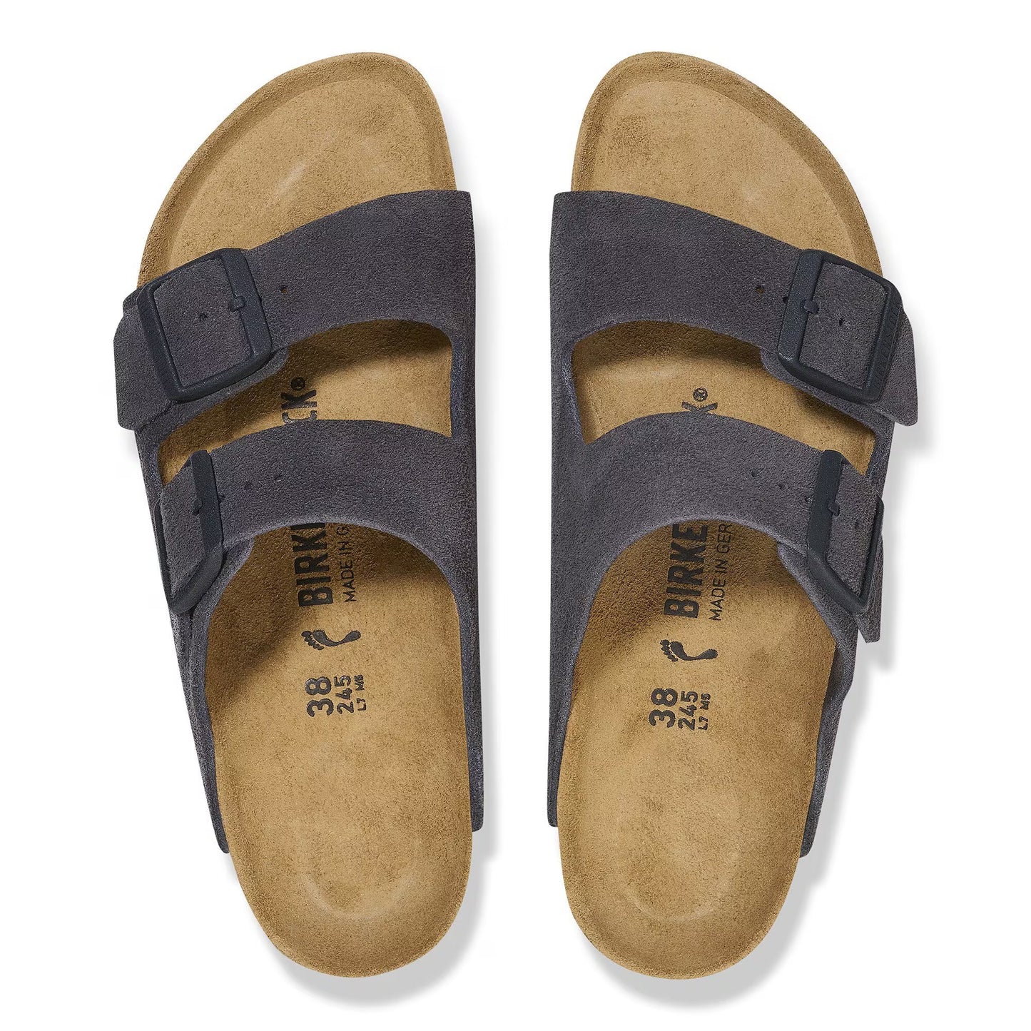 Birkenstock Arizona Soft Footbed Suede Leather Velvet Grey Narrow Fit 1028592