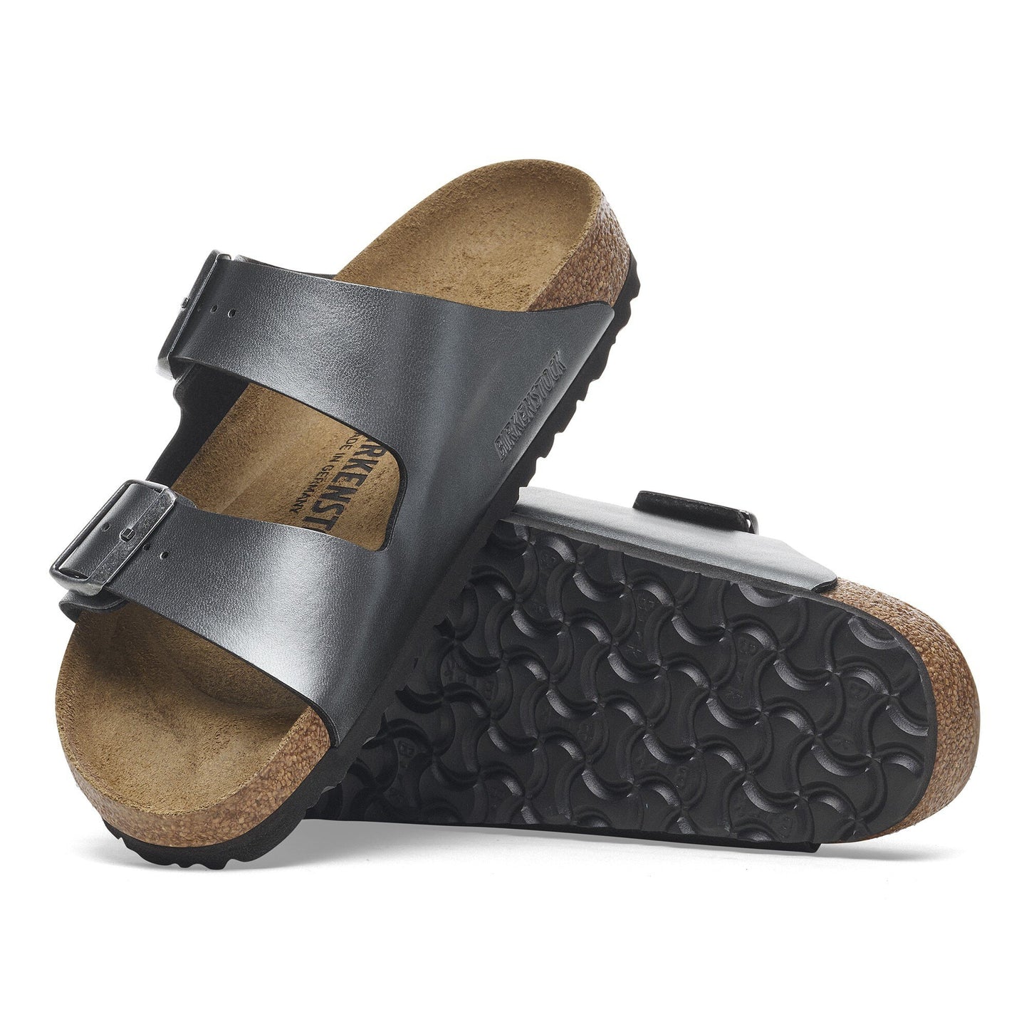 Birkenstock Arizona Birko-Flor Metallic Black Narrow Fit 1029224