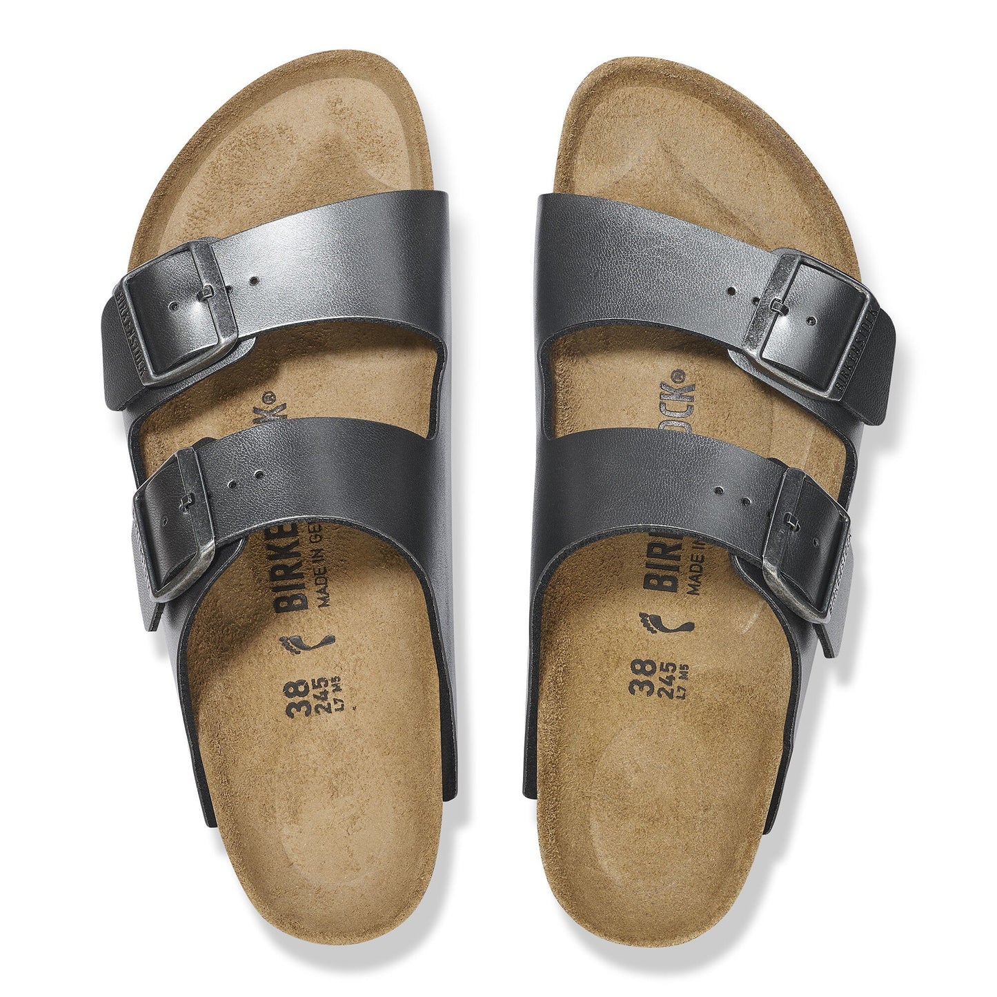 Birkenstock Arizona Birko-Flor Metallic Black Narrow Fit 1029224