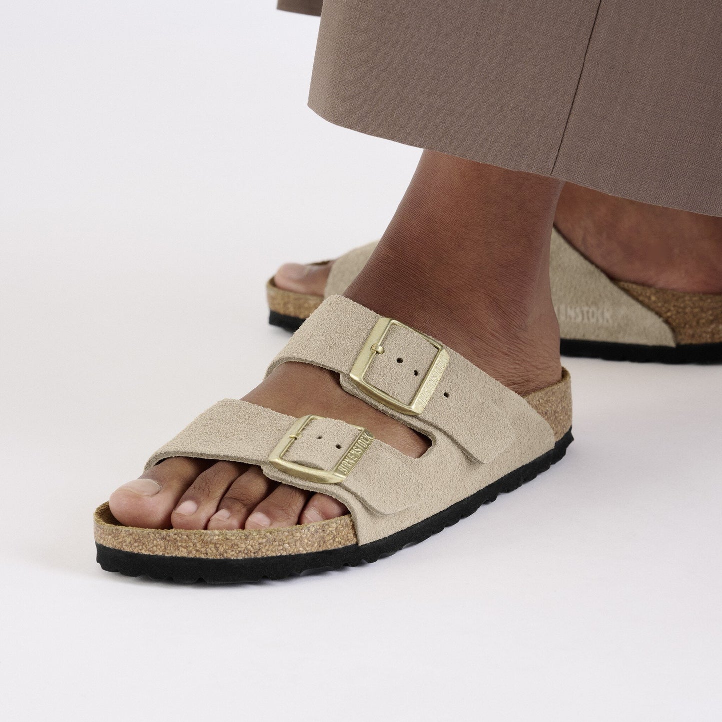 Birkenstock Arizona Suede Leather Sandcastle Narrow Fit 1029260