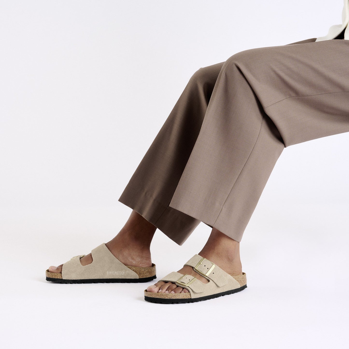 Birkenstock Arizona Suede Leather Sandcastle Narrow Fit 1029260