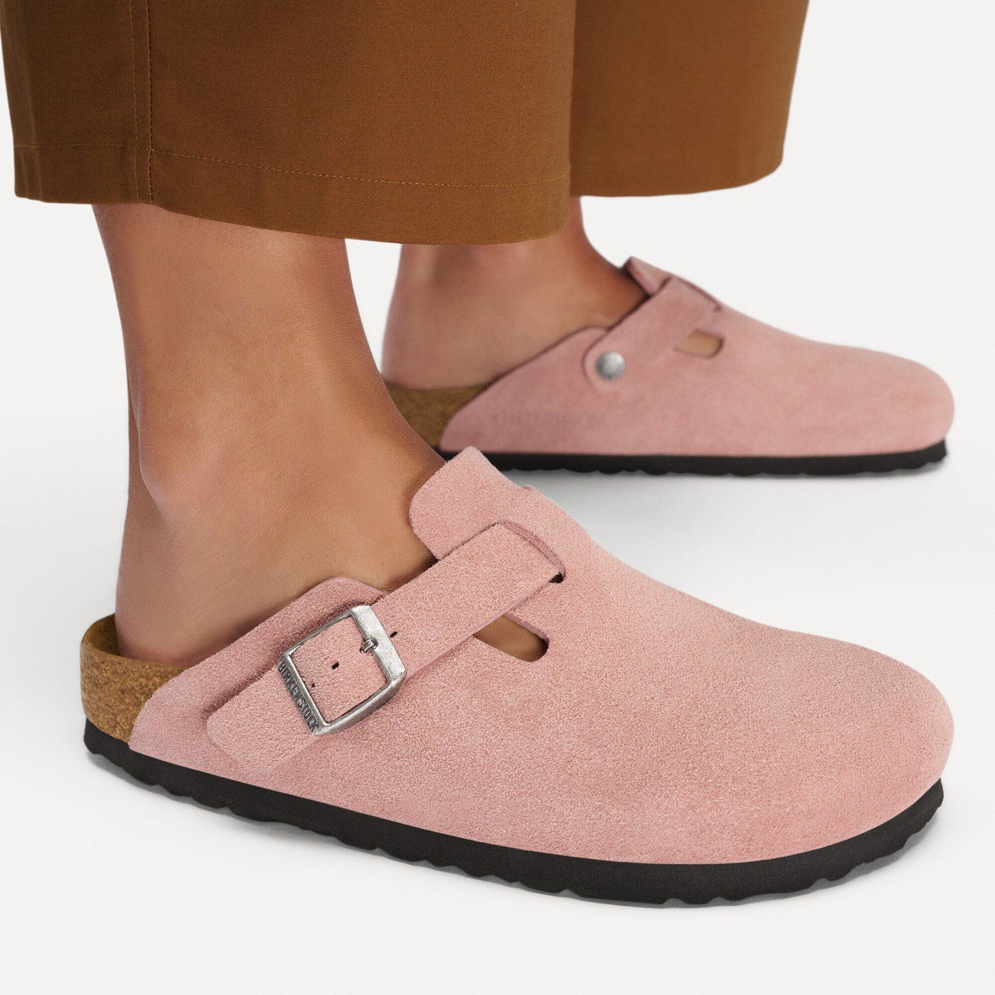 Birkenstock Boston Soft Footbed Suede Leather Pink Clay Narrow Fit 1031635