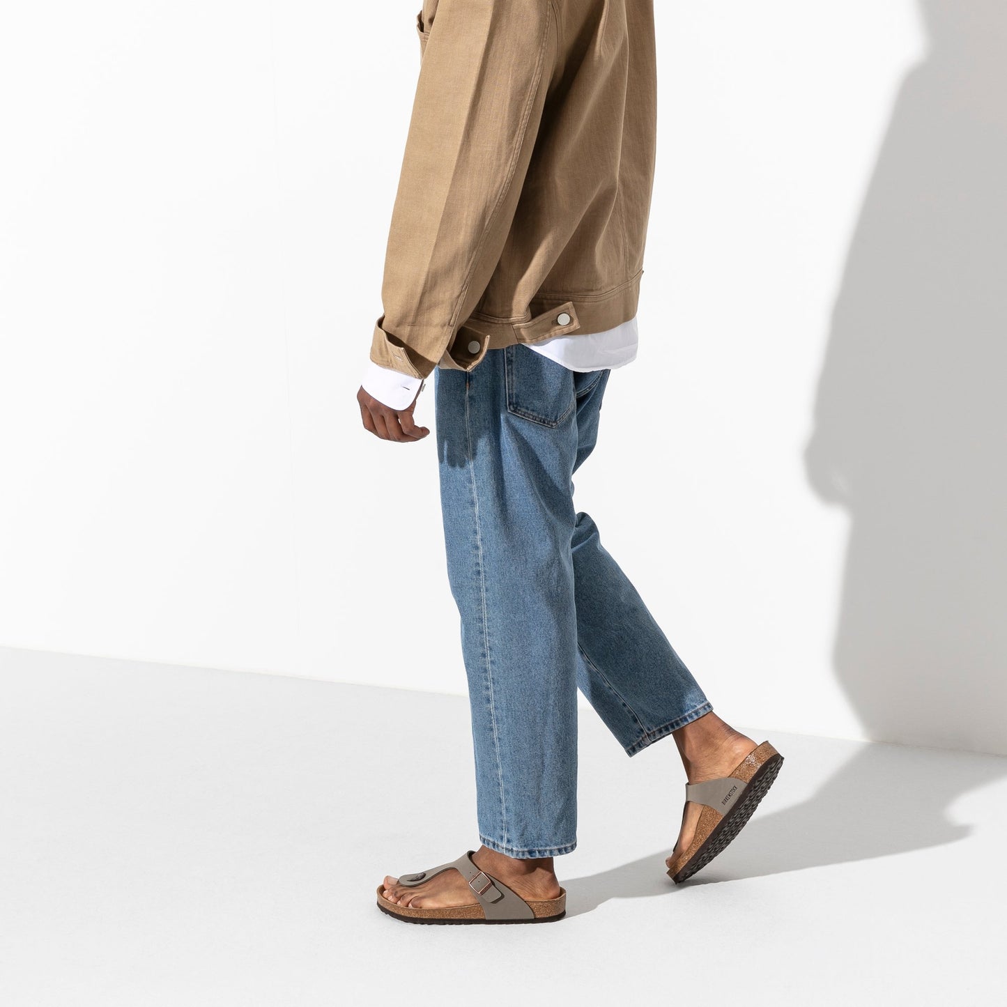 Birkenstock Gizeh Birko-Flor Nubuck Stone Narrow Fit 43393