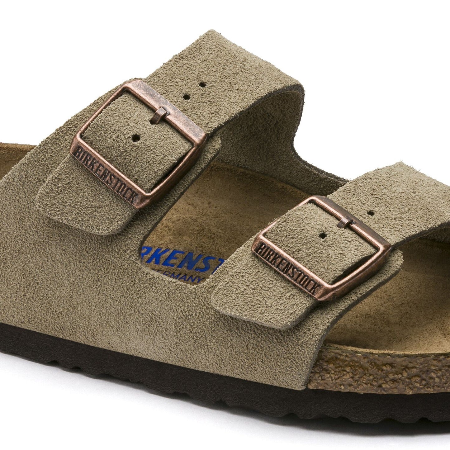 Birkenstock Arizona Soft Footbed Suede Leather Taupe Narrow Fit 951303