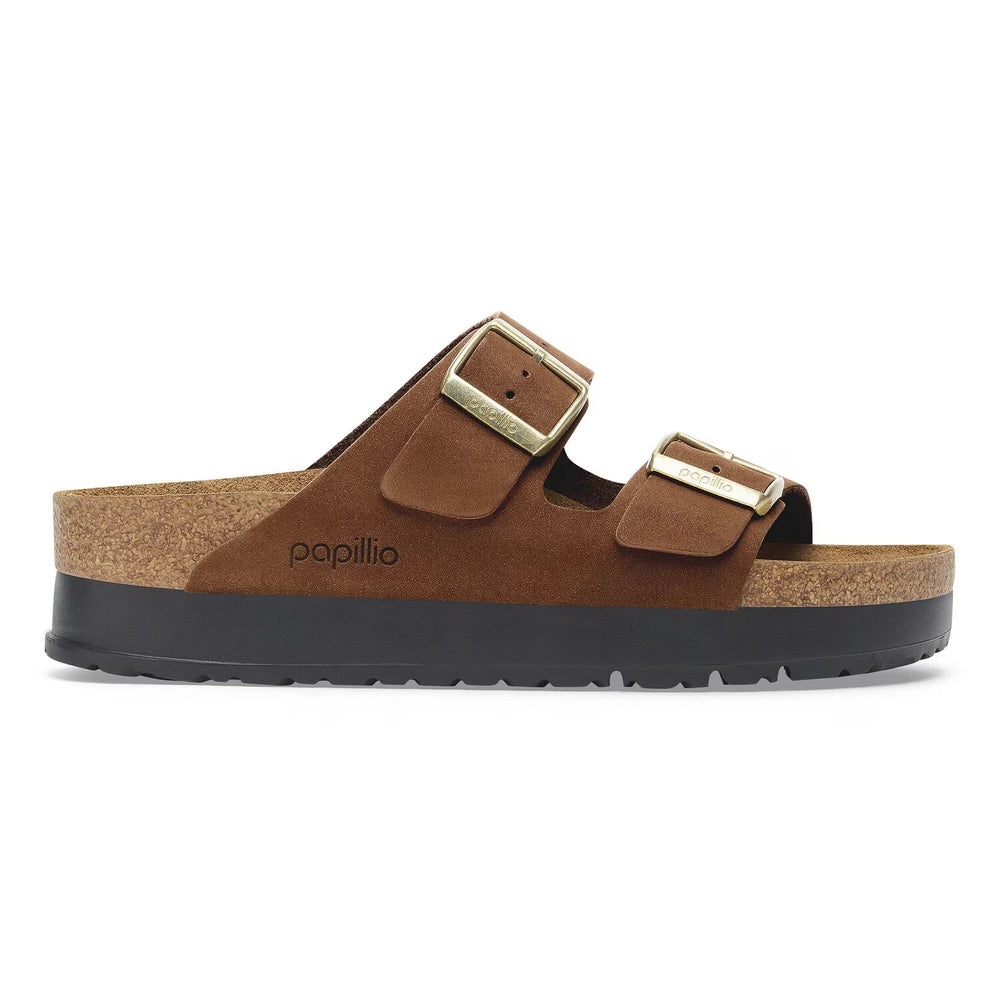 Birkenstock Arizona Flex Platform Nubuck Leather Dark Tea Narrow