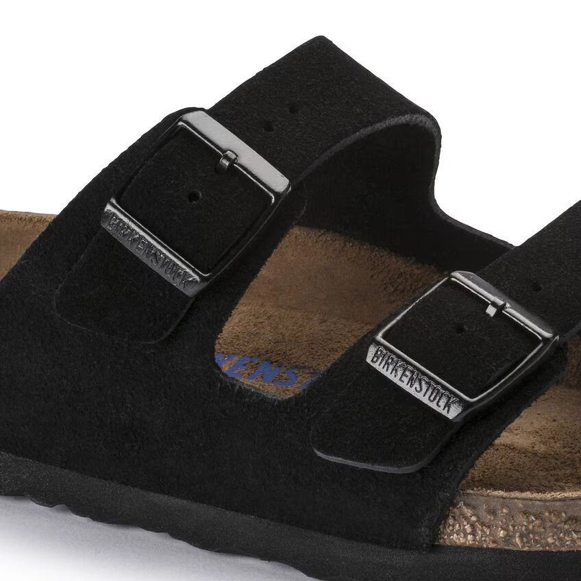 Birkenstock Arizona Soft Footbed Suede Leather Black Narrow Fit 951323