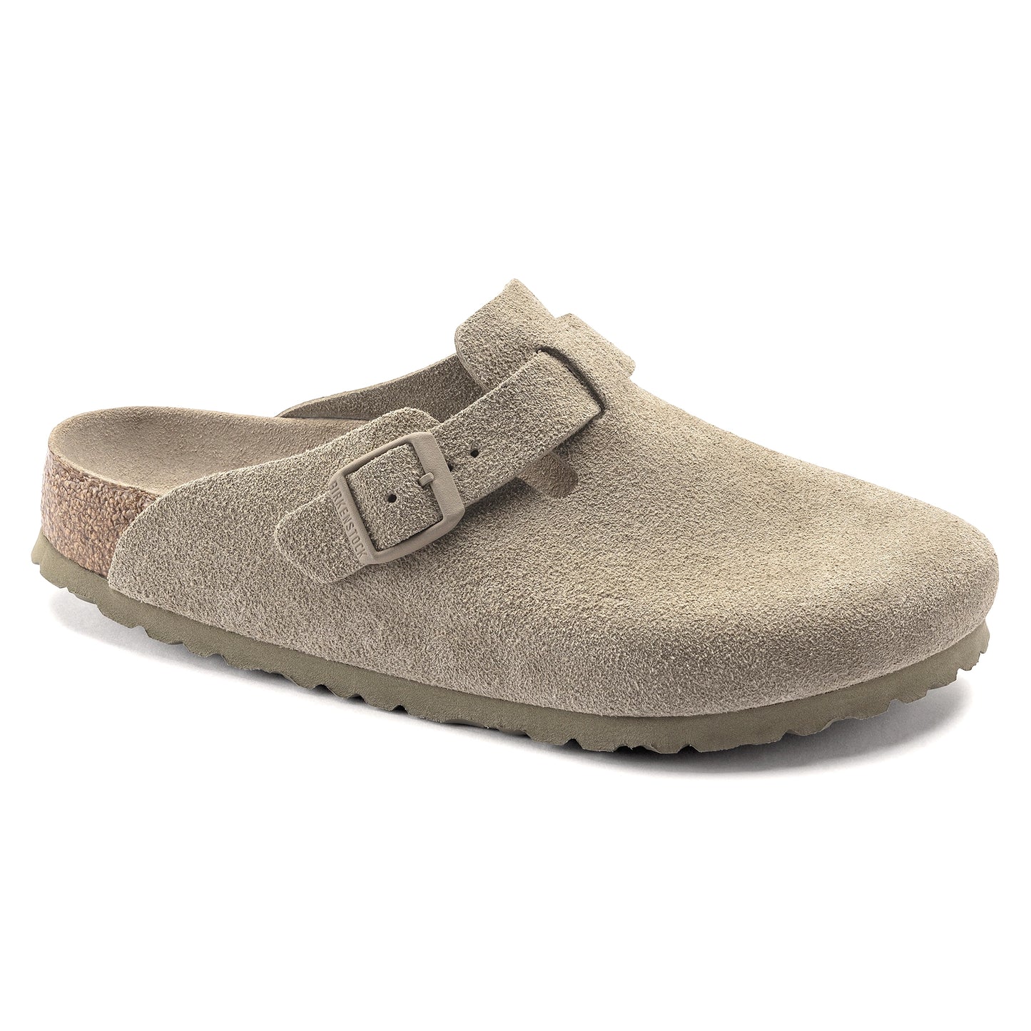 Birkenstock Boston Soft Footbed Suede Leather Faded Khaki 1019054