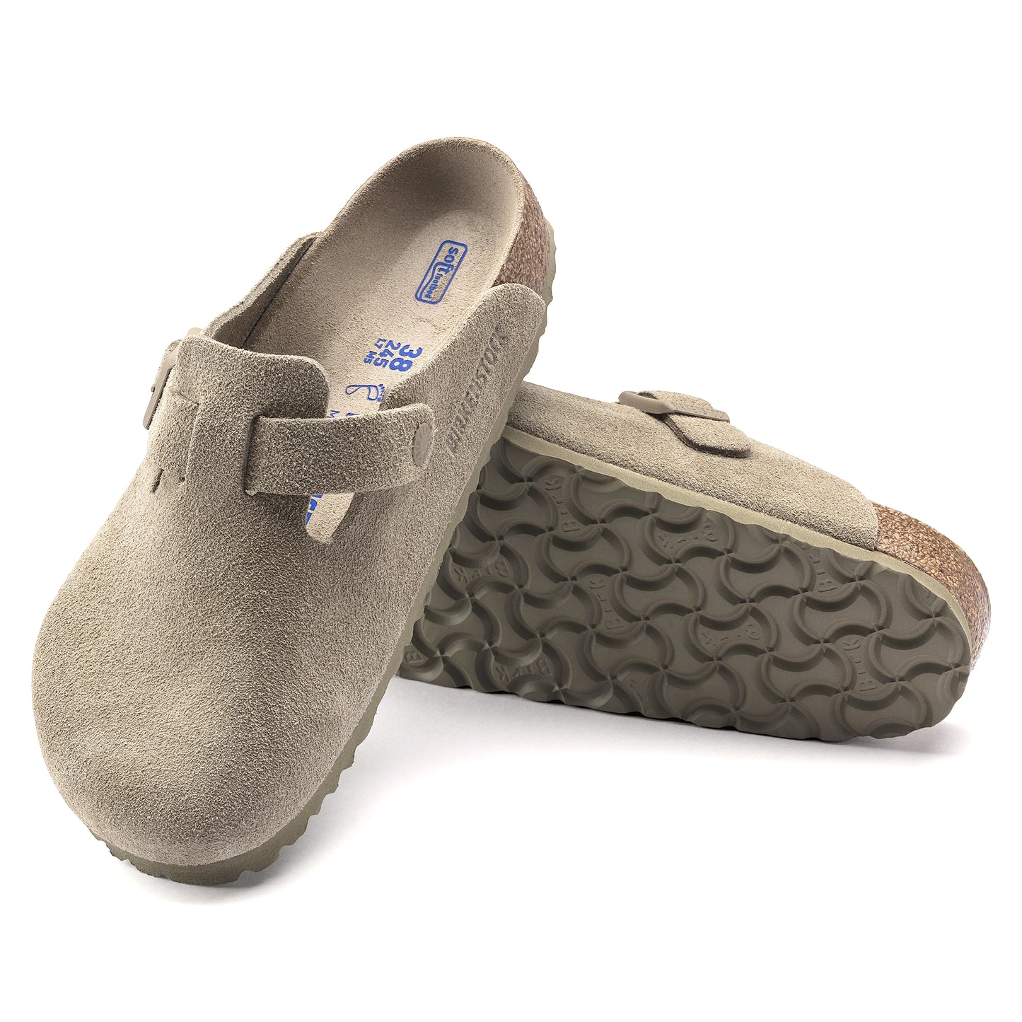 Birkenstock Boston Soft Footbed Suede Leather Faded Khaki 1019054