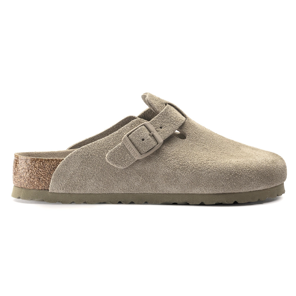 Birkenstock Boston Soft Footbed Suede Leather Faded Khaki 1019054