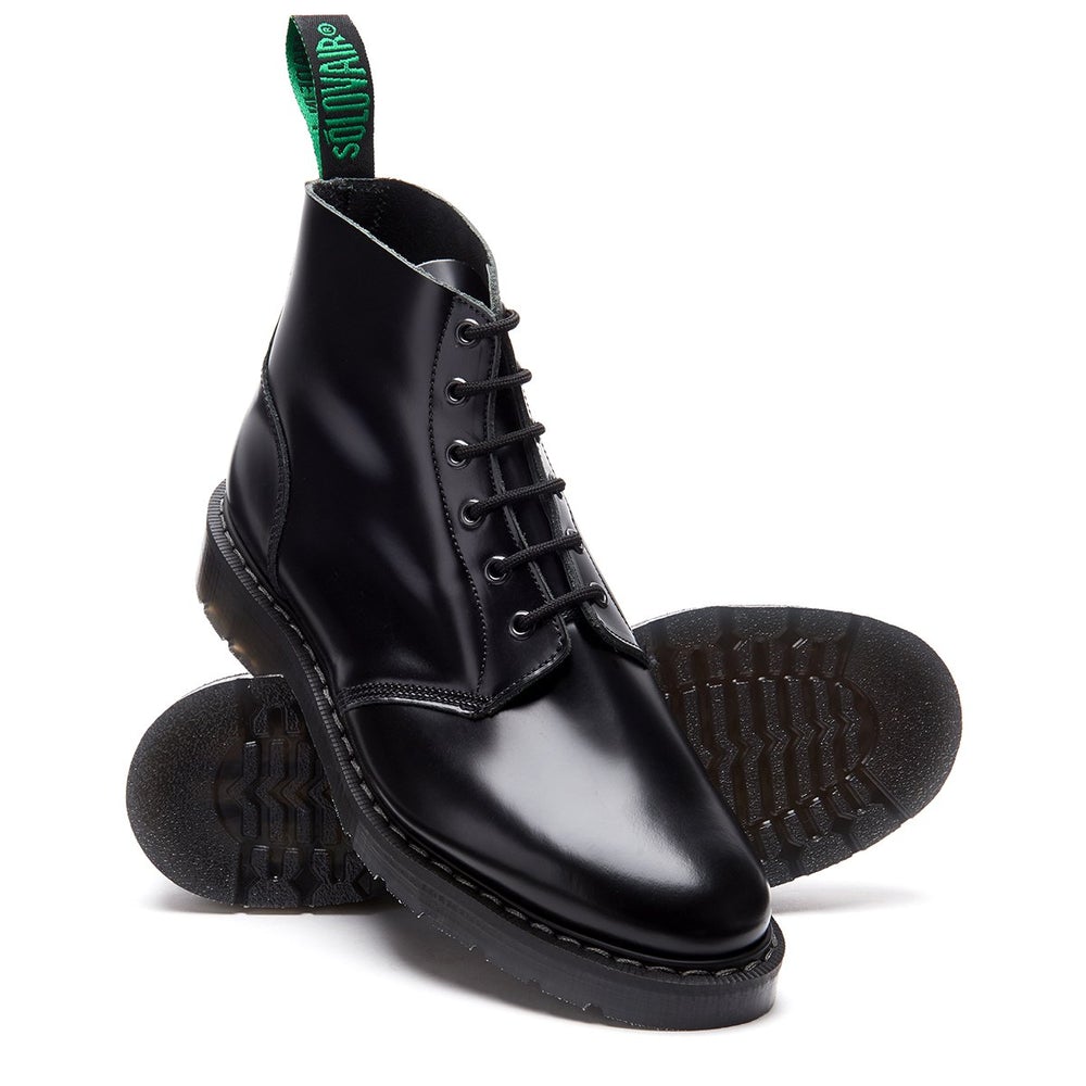 Solovair Classic Black Hi-Shine 6 Eye Astronaut Boot S6-969-BK-G