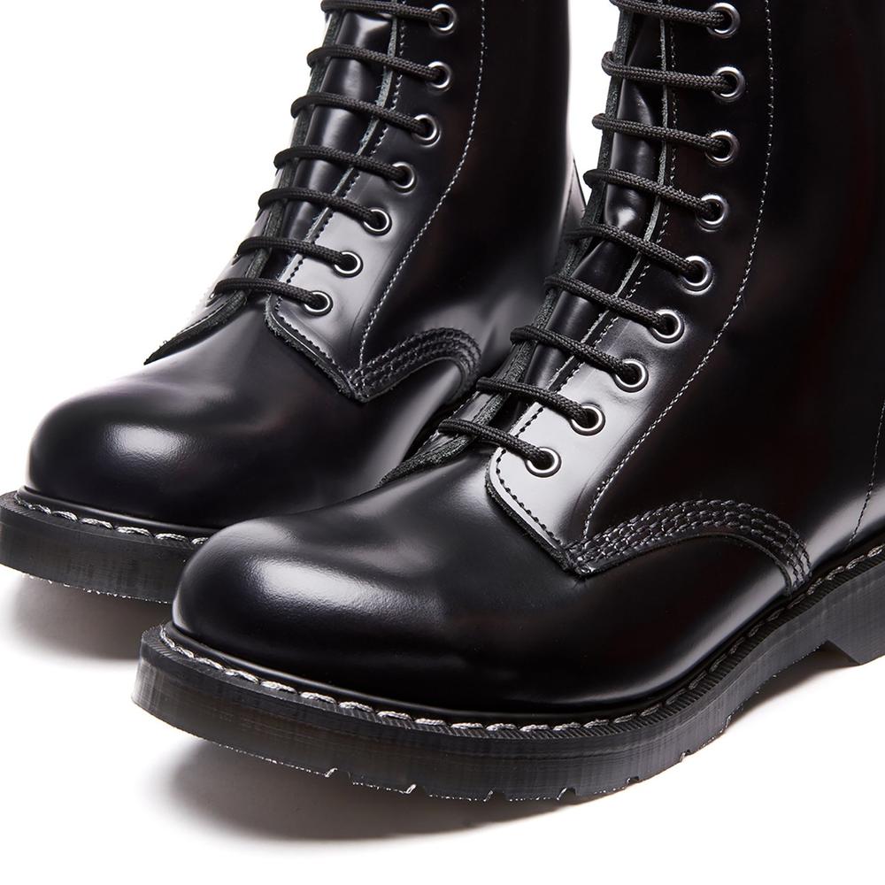 Solovair Classic Black Hi-Shine 8 Eye Derby Boot S8-551-BK-G