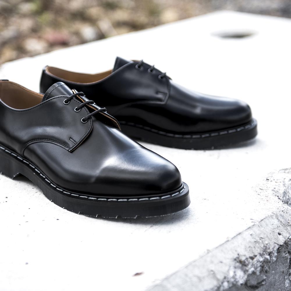 Solovair Classic Black Hi-Shine Gibson Shoe S3-995-BK-G