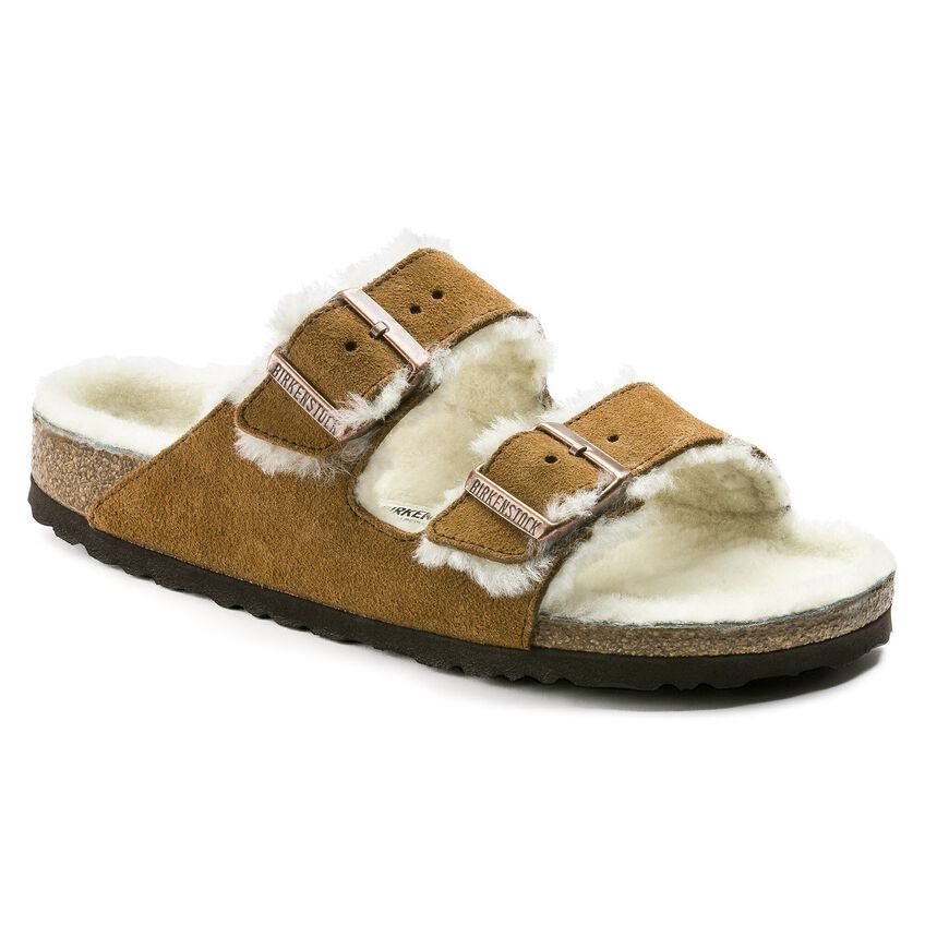 Birkenstock Arizona Shearling Suede Leather/Fur Mink 1001128