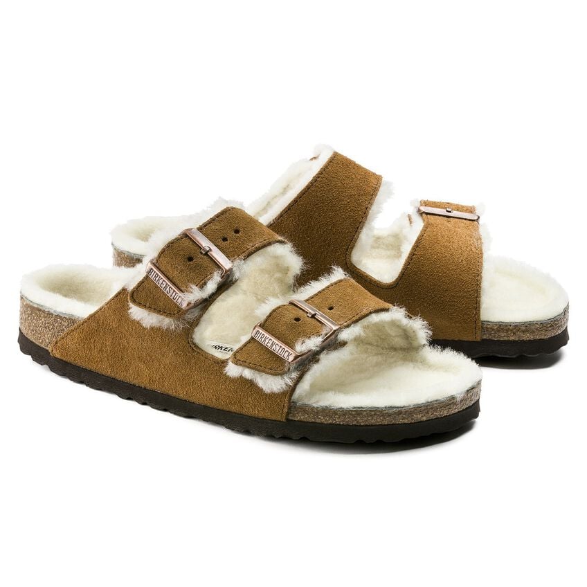 Birkenstock Arizona Shearling Suede Leather/Fur Mink 1001128