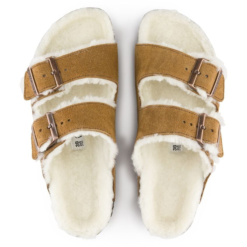 Birkenstock Arizona Shearling Suede Leather/Fur Mink 1001128