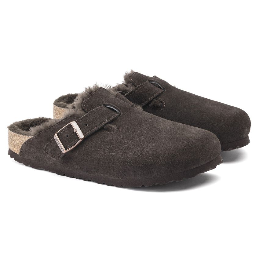 Birkenstock Boston Shearling Suede Leather/Fur Mocca 1020567