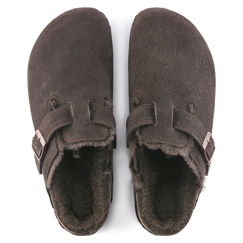 Birkenstock Boston Shearling Suede Leather/Fur Mocca 1020567