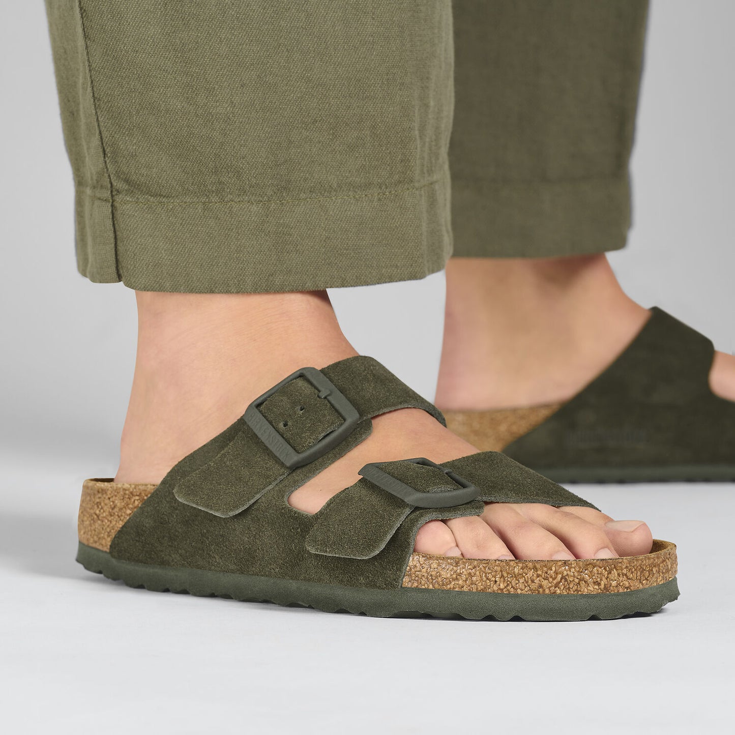 Birkenstock Arizona Suede Leather Thyme Narrow Fit 1025720