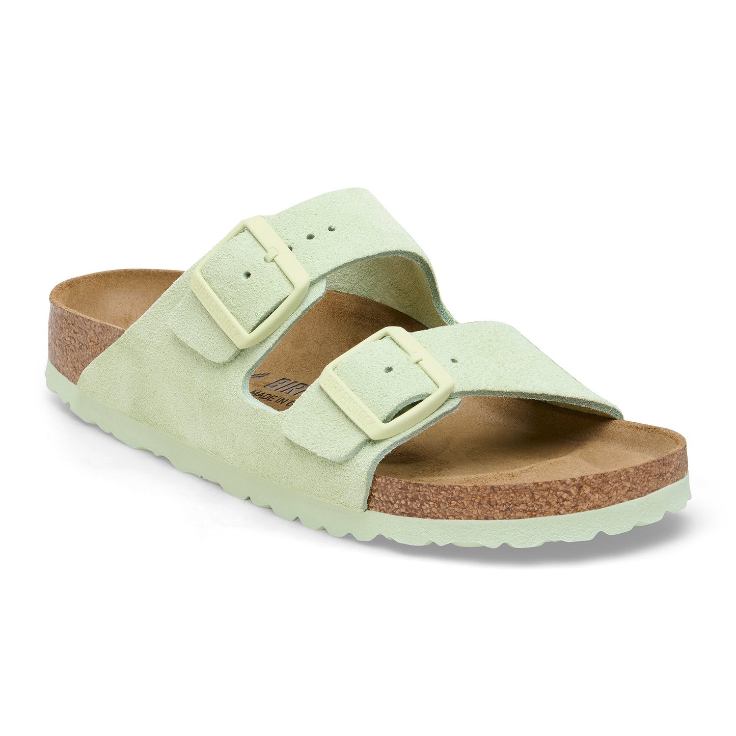 Birkenstock Arizona Suede Leather Faded Lime Narrow Fit 1026831