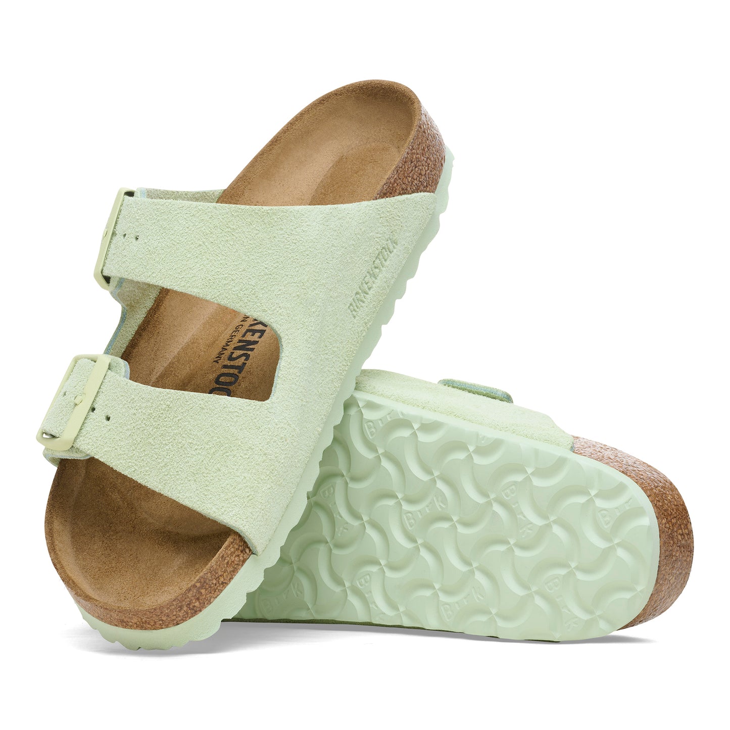 Birkenstock Arizona Suede Leather Faded Lime Narrow Fit 1026831