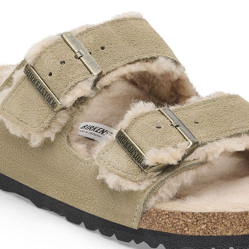 Birkenstock Arizona Shearling Suede Leather/Fur Taupe 1028226