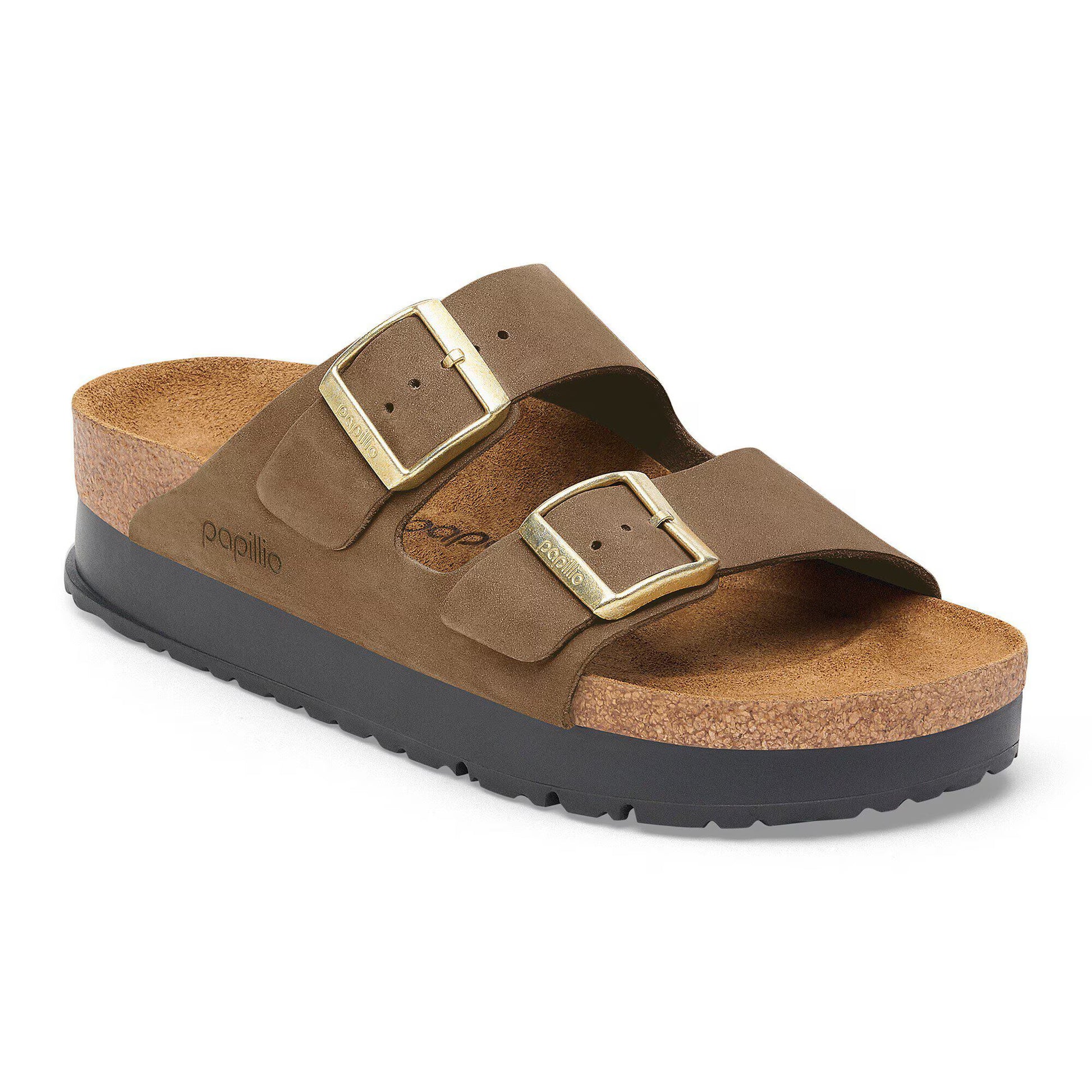 Birkenstock Arizona Flex Platform Nubuck Leather Dark Tea Narrow Fit 1028366