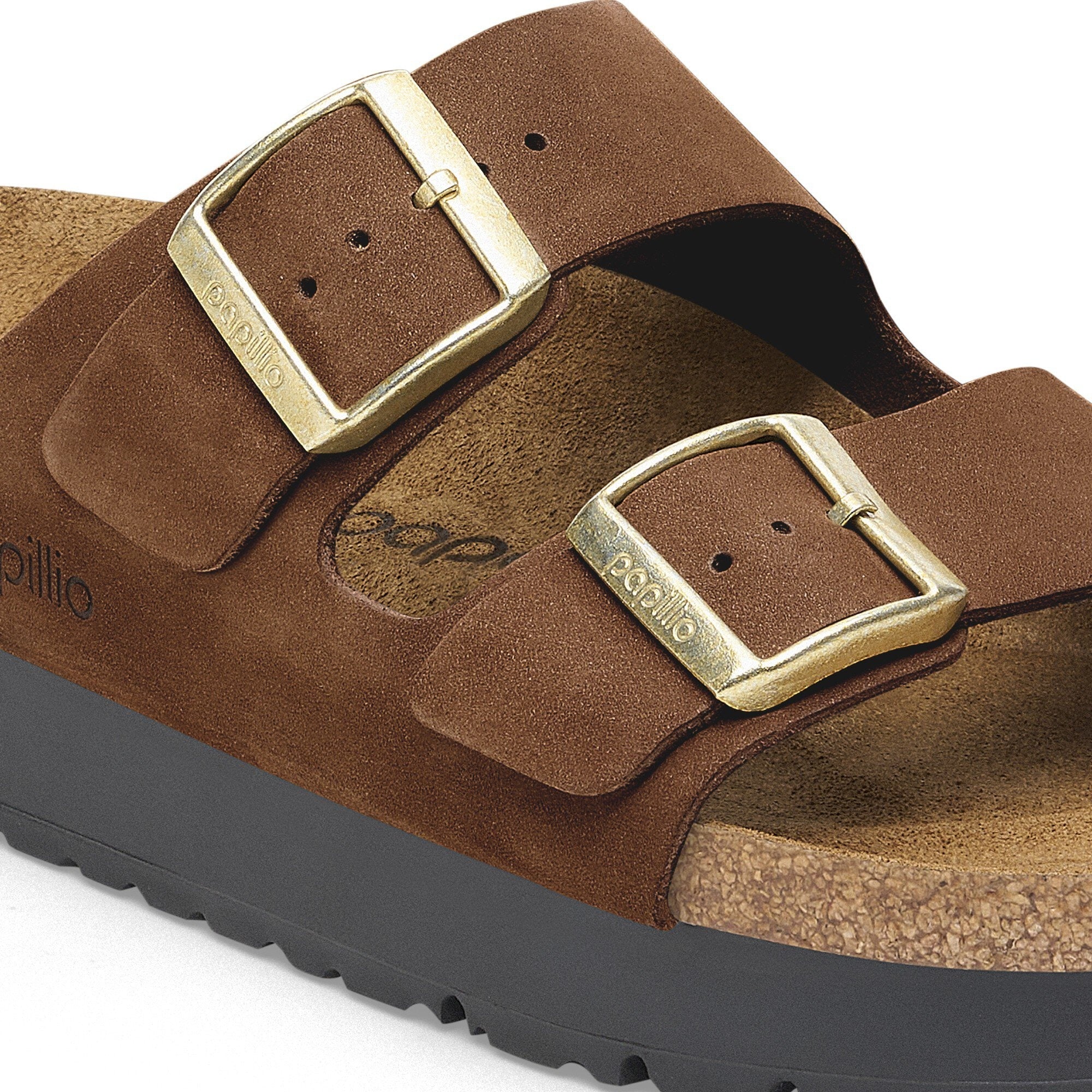 Birkenstock Arizona Flex Platform Nubuck Leather Dark Tea Narrow