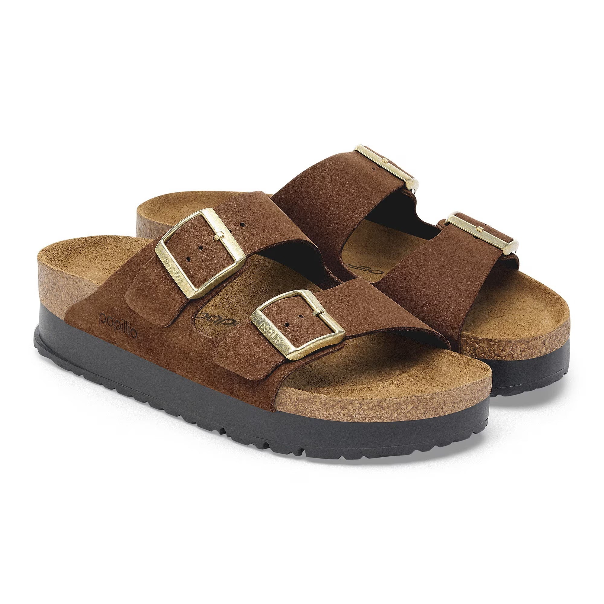 Birkenstock Arizona Flex Platform Nubuck Leather Dark Tea Narrow