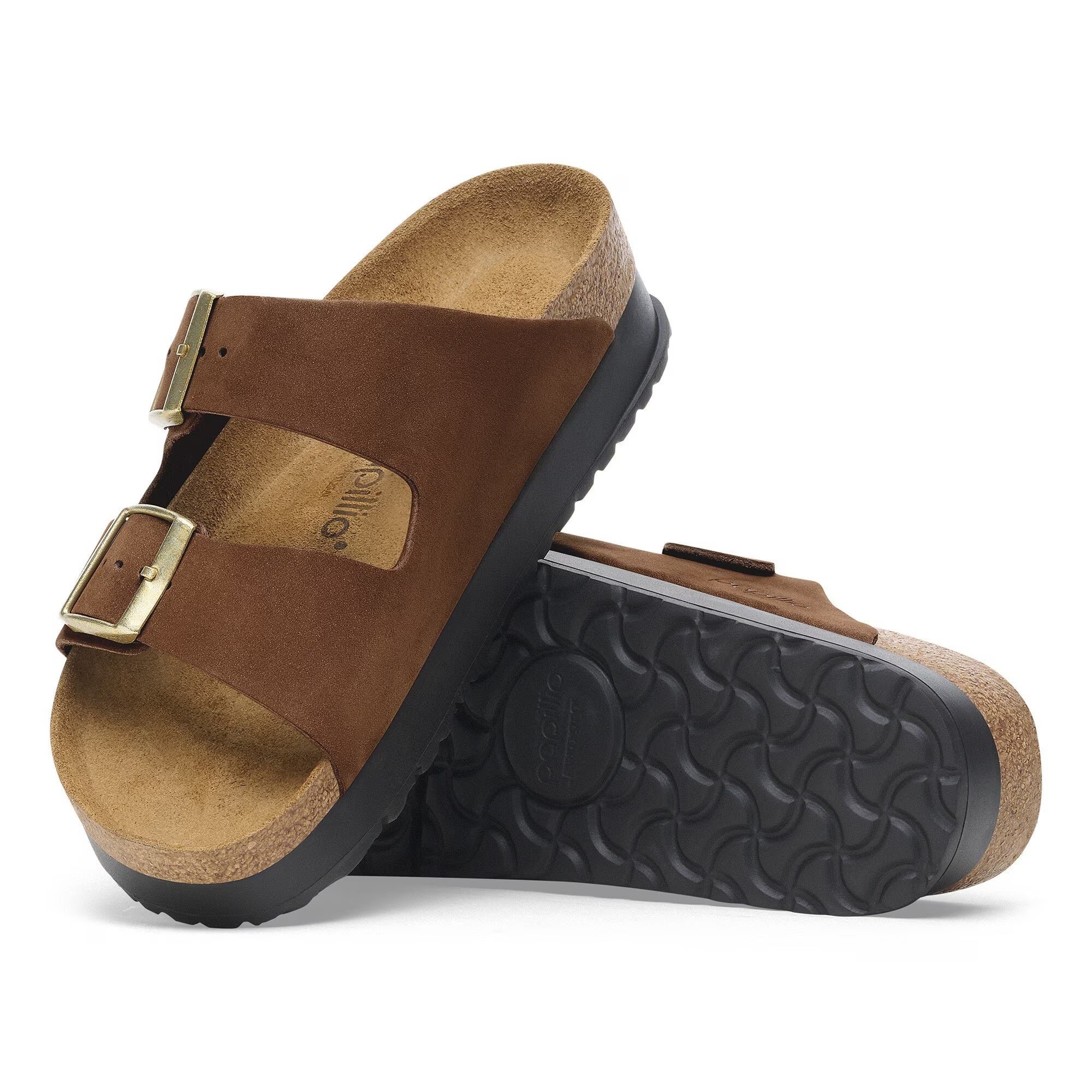 Birkenstock Arizona Flex Platform Nubuck Leather Dark Tea Narrow