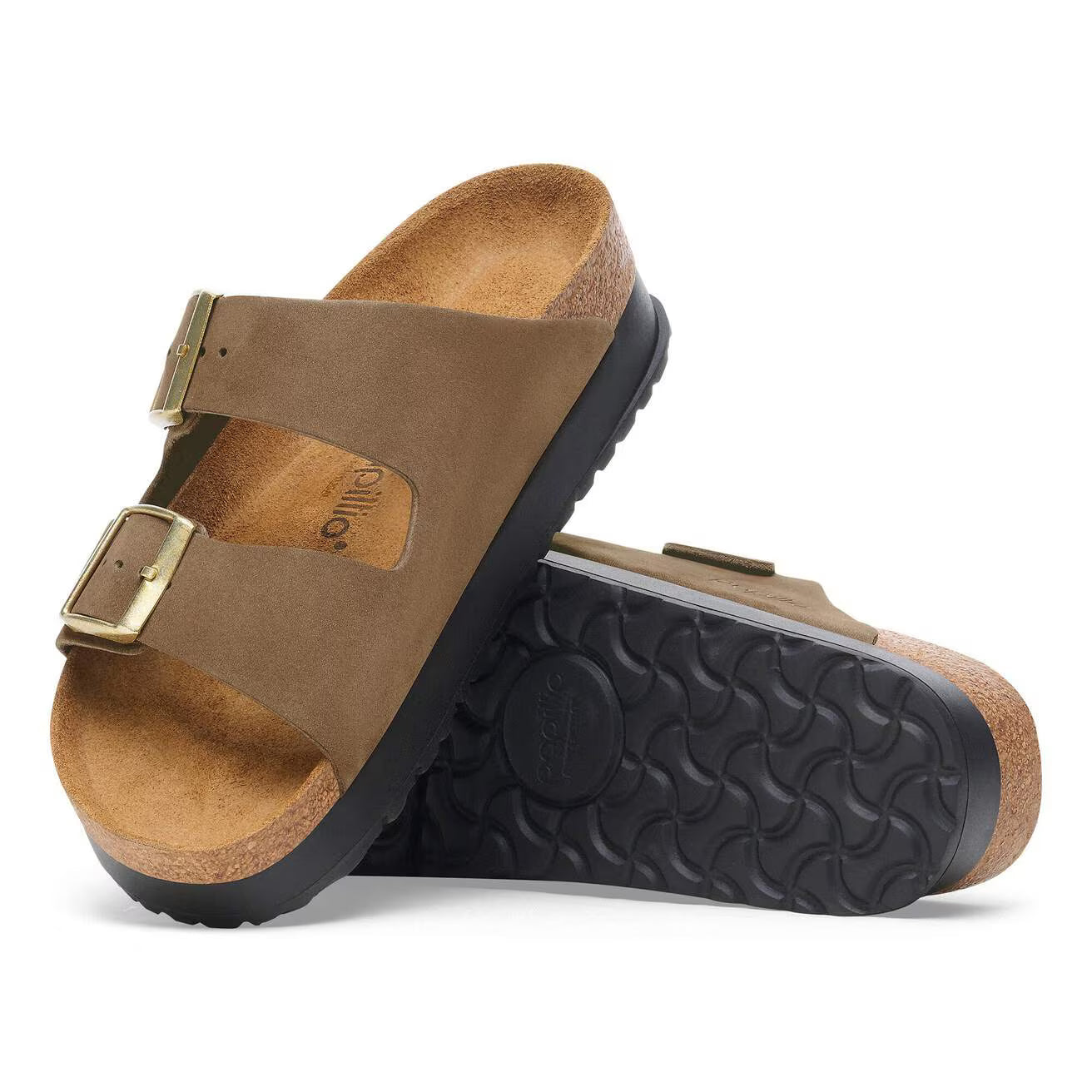 Birkenstock Arizona Flex Platform Nubuck Leather Dark Tea Narrow Fit 1028366