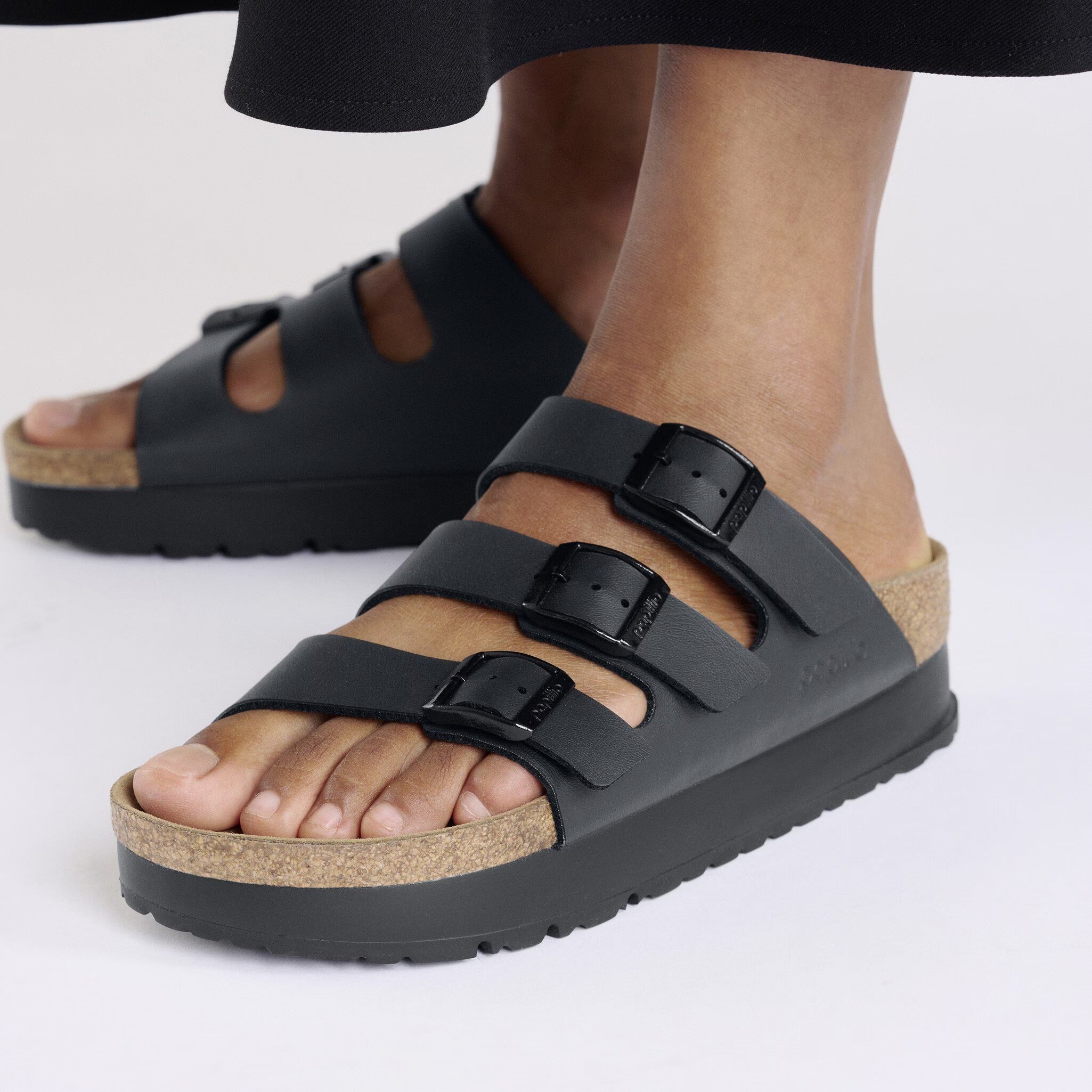 Birkenstock Florida Vegan Flex Platform Birko-Flor Black Narrow